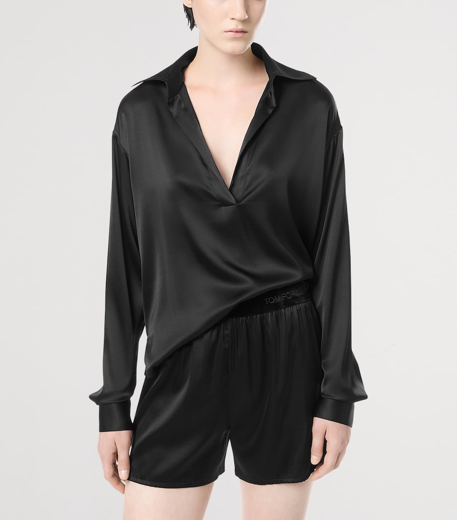 TOM FORD Womens Silk-Blend Blouse Naa Image 3