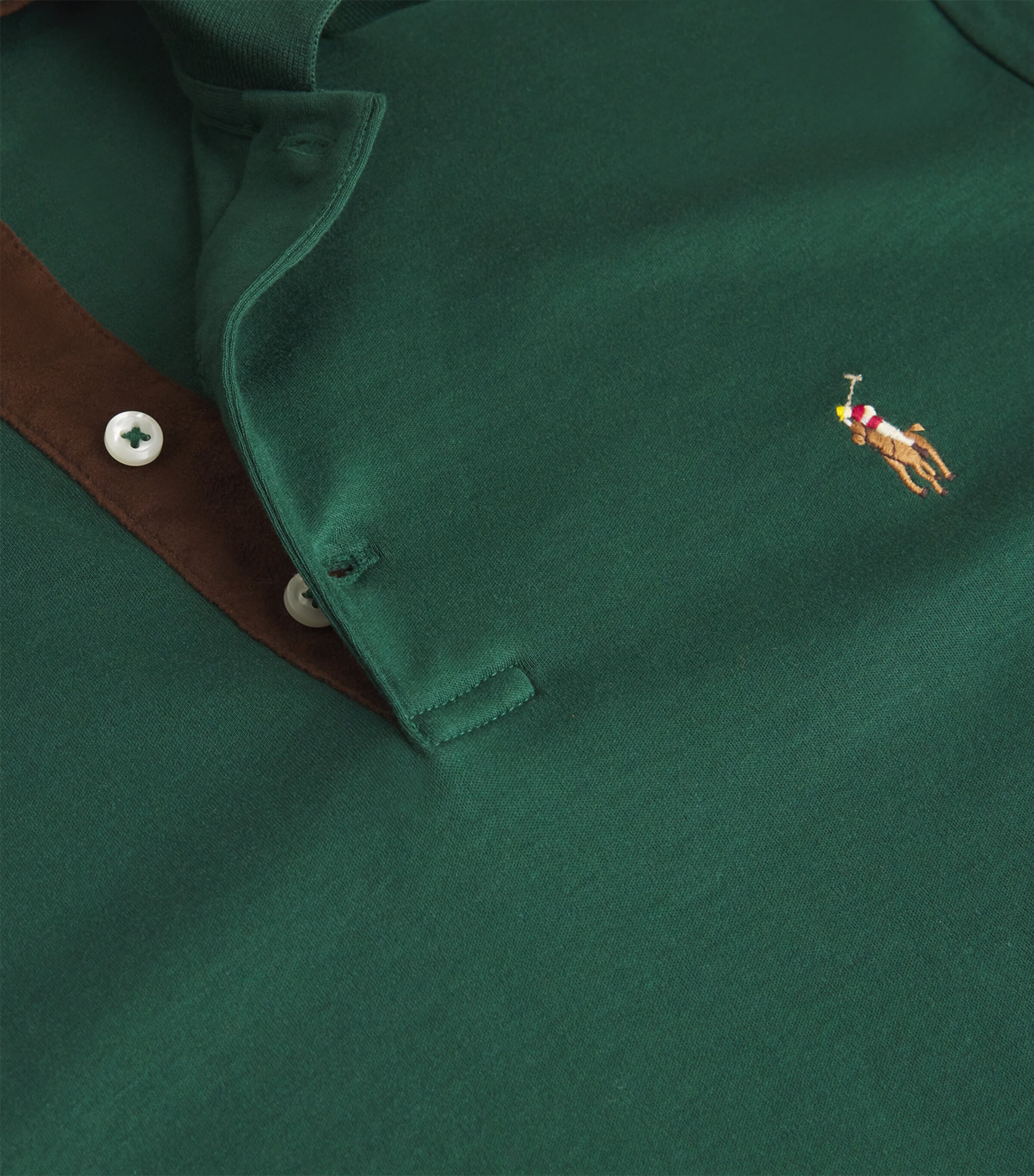 Polo Ralph Lauren Mens Cotton Long-Sleeve Polo Shirt Green Image 5