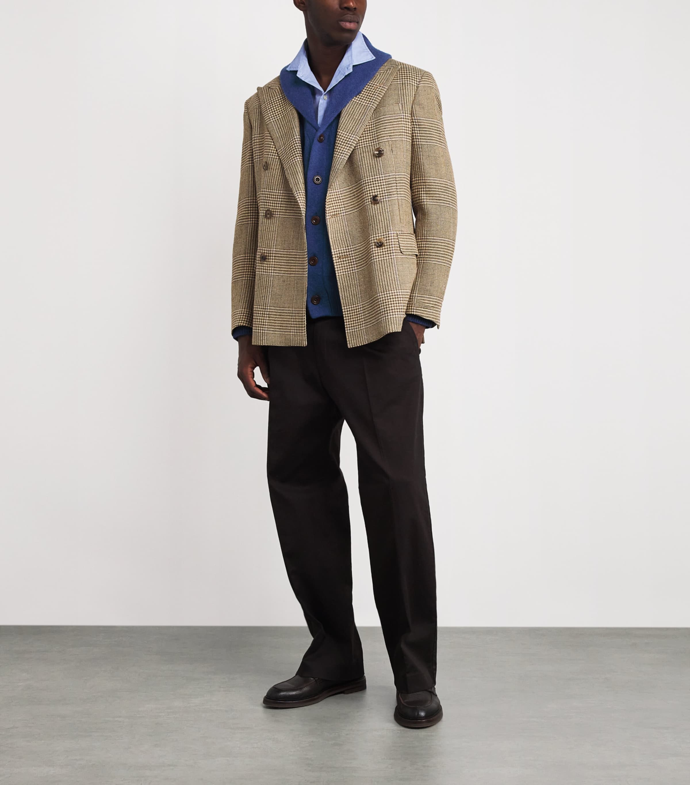 Wool-Cashmere Shawl-Collar Cardigan NAVY HEATHER Image 2