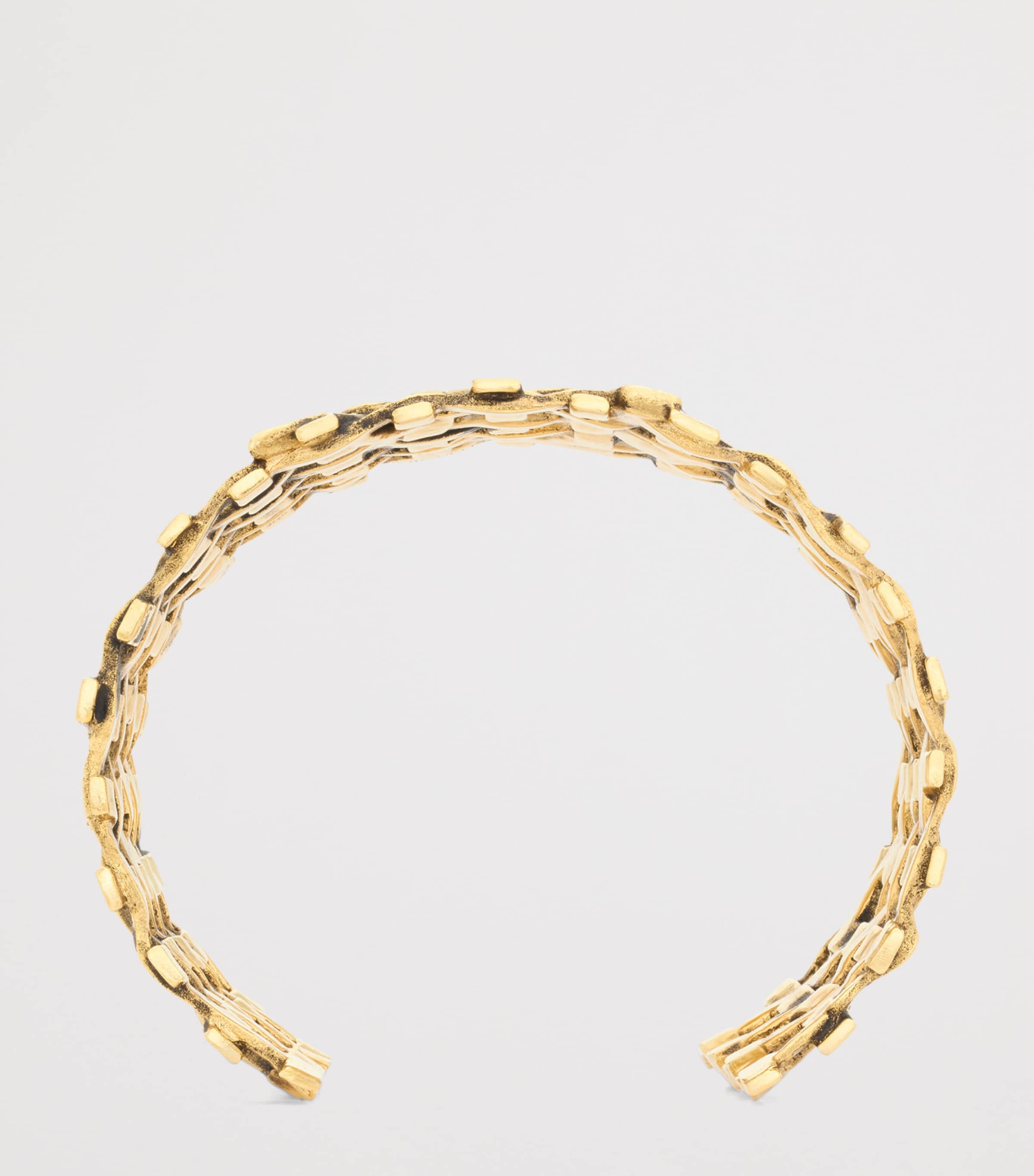 Saint Laurent Hammered Cassandre Cuff Bracelets (Set of 2) Image 3