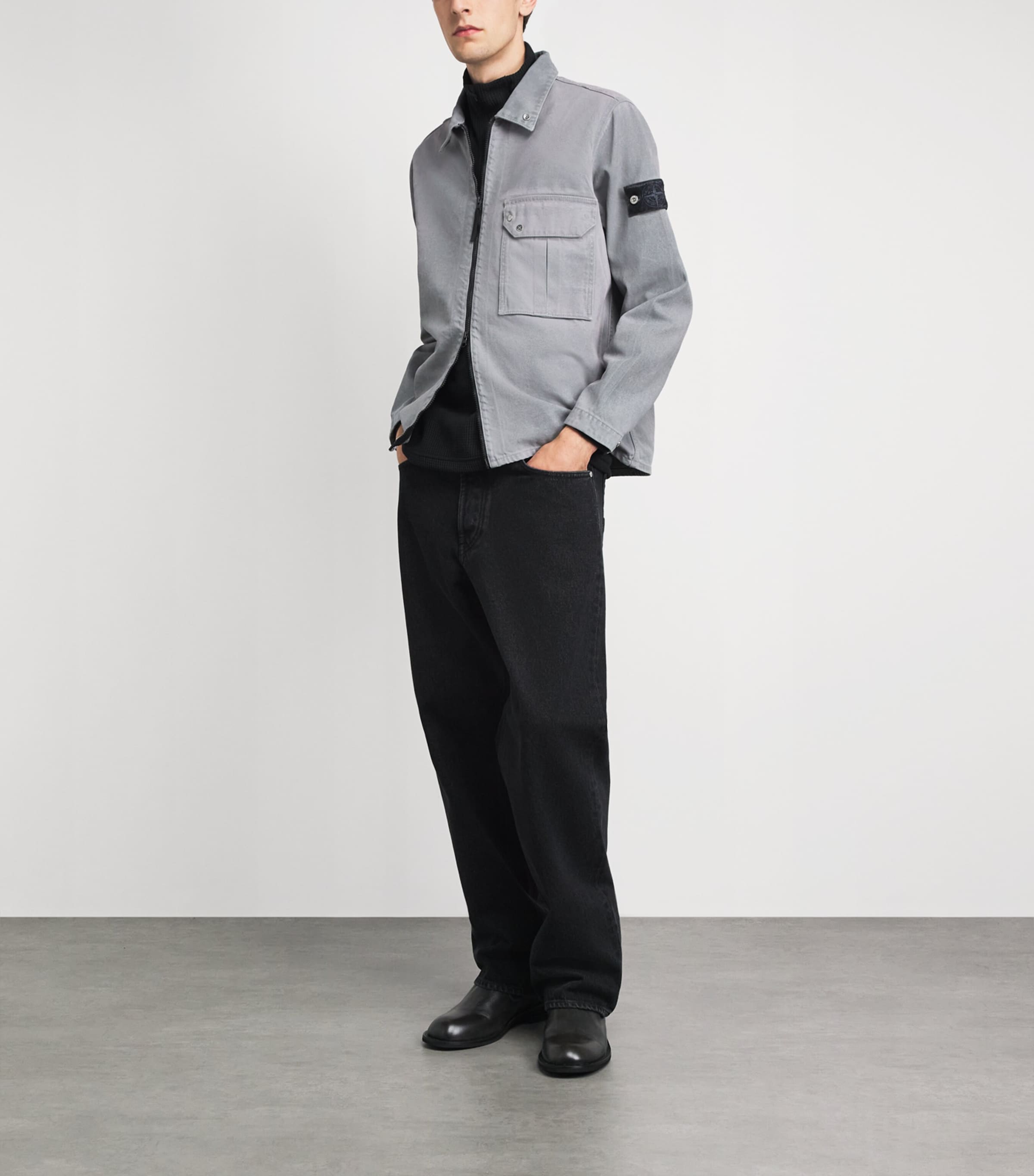 Stone Island Mens Zip-Up Overshirt Image 2