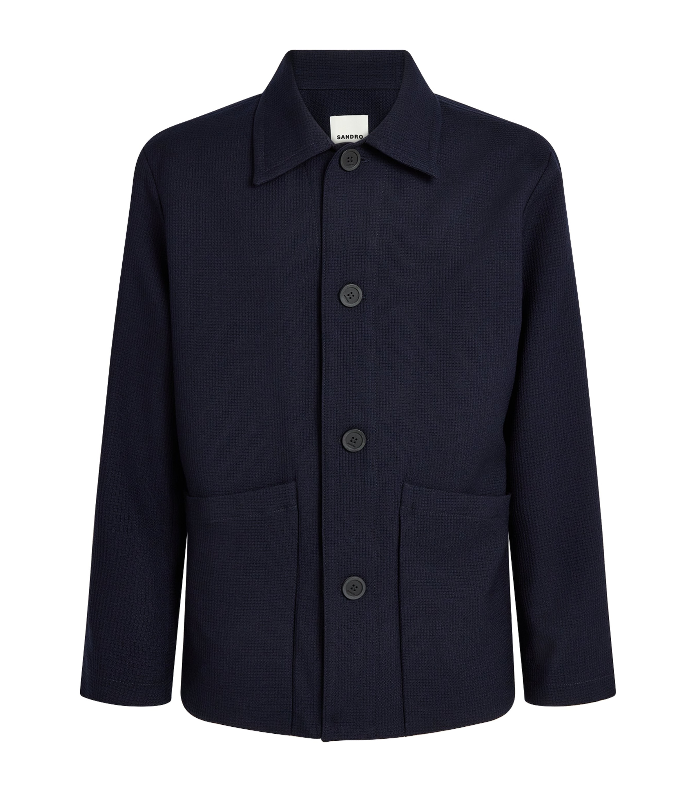 Sandro Paris Mens Wool Worker Overshirt Midnight Blue Image 1