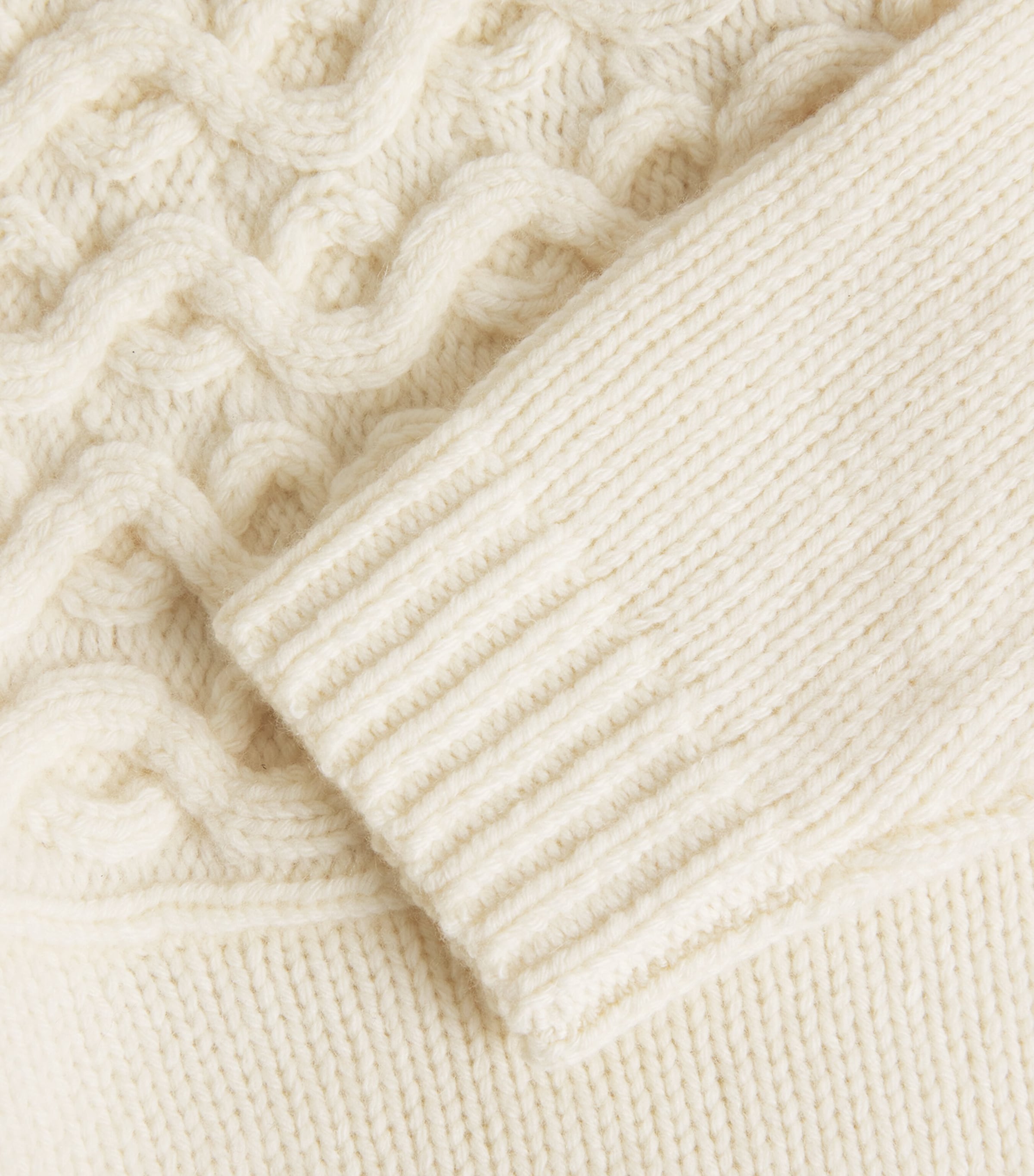 Wool-Cashmere Cable-Knit Sweater C05-IVORY Image 5