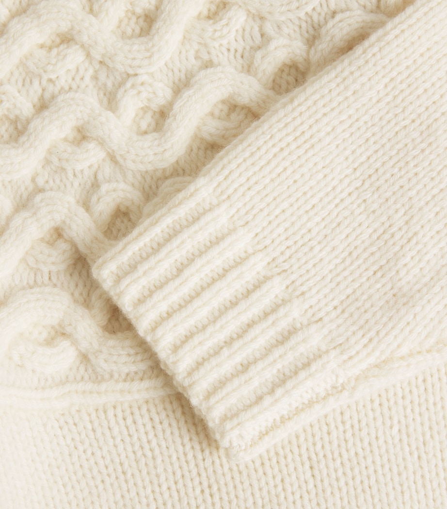 Wool-Cashmere Cable-Knit Sweater C05-IVORY Image 5
