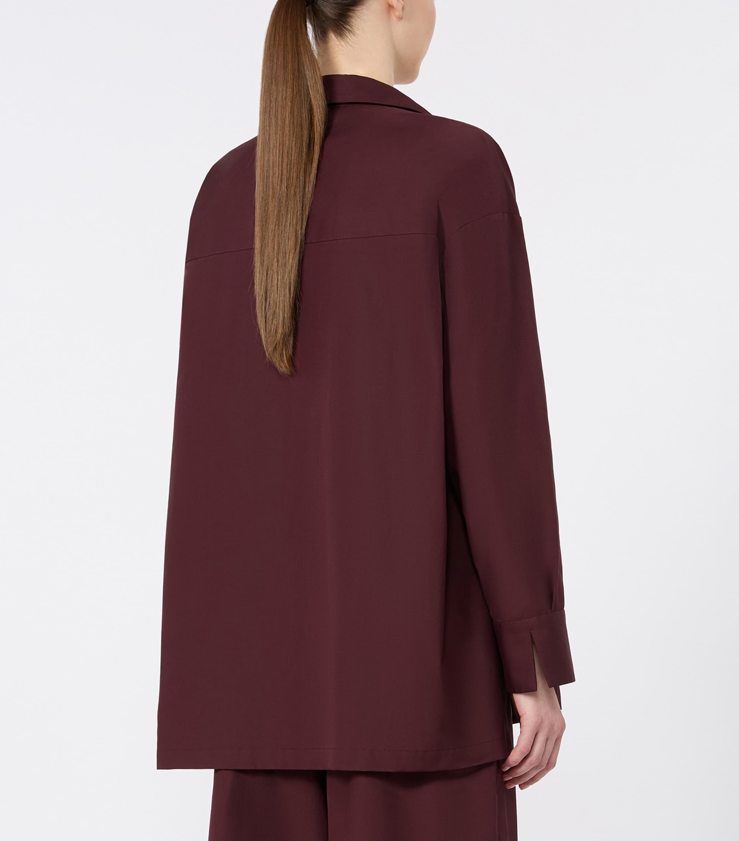 Max Mara Womens Cotton Poplin Blouse Dark Red Image 4