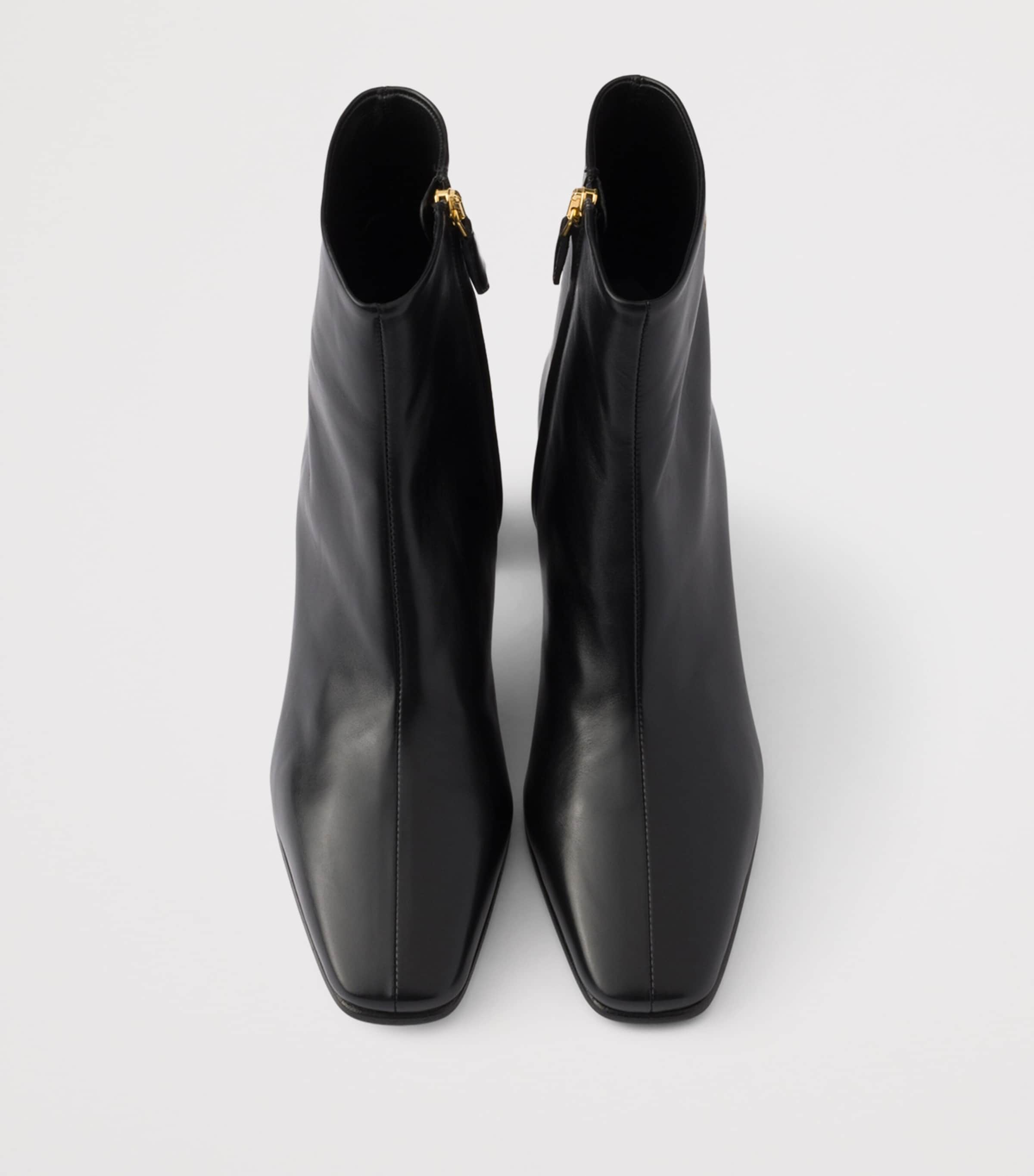 Prada Leather Heeled Booties Ankle Boots 65 Black Image 3