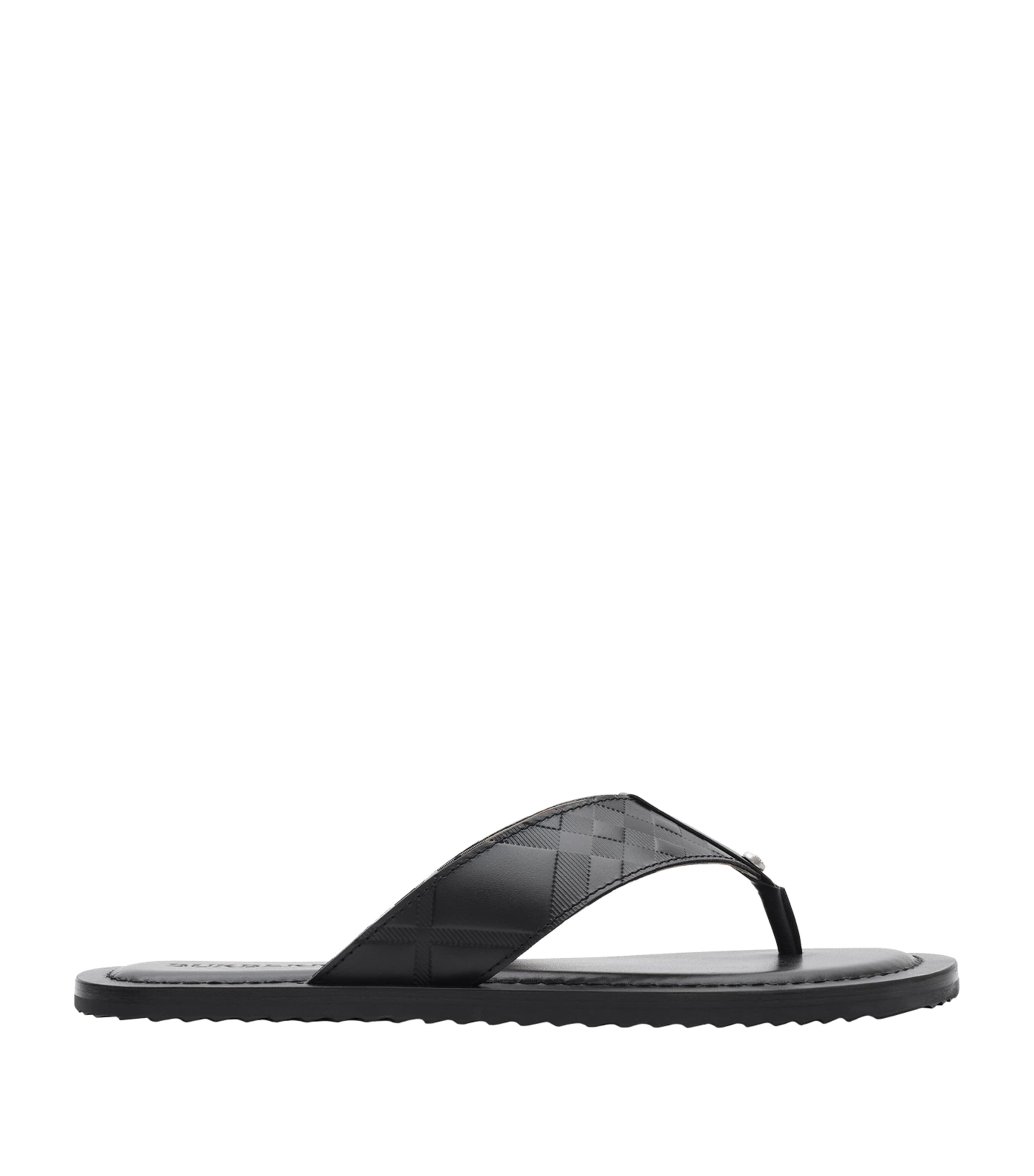 Burberry Leather Embossed Check Pavilion Sandals Black Image 1