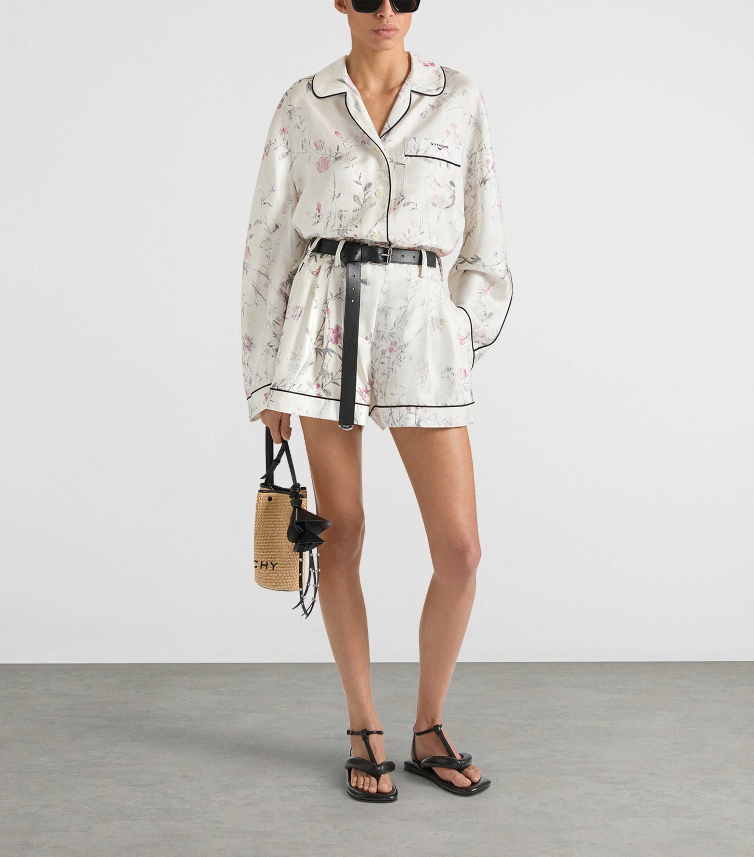 Givenchy Womens Silk Floral Shorts White Image 2