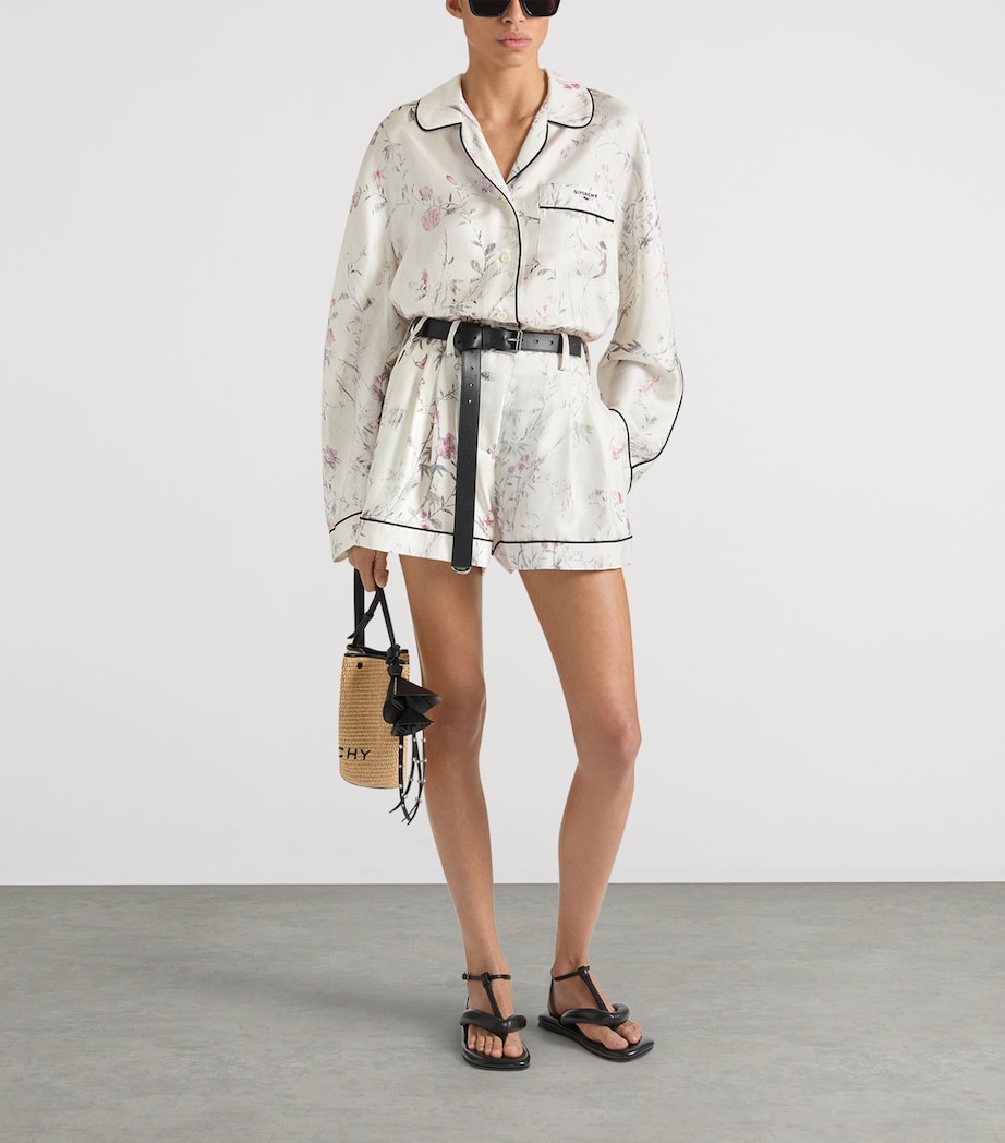 Givenchy Womens Silk Floral Shorts White Image 2