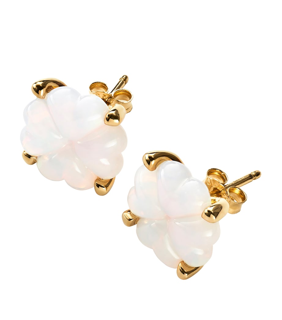 Baccarat Gold Vermeil and Crystal Trèfle Iridescent Stud Earrings Clear Image 1