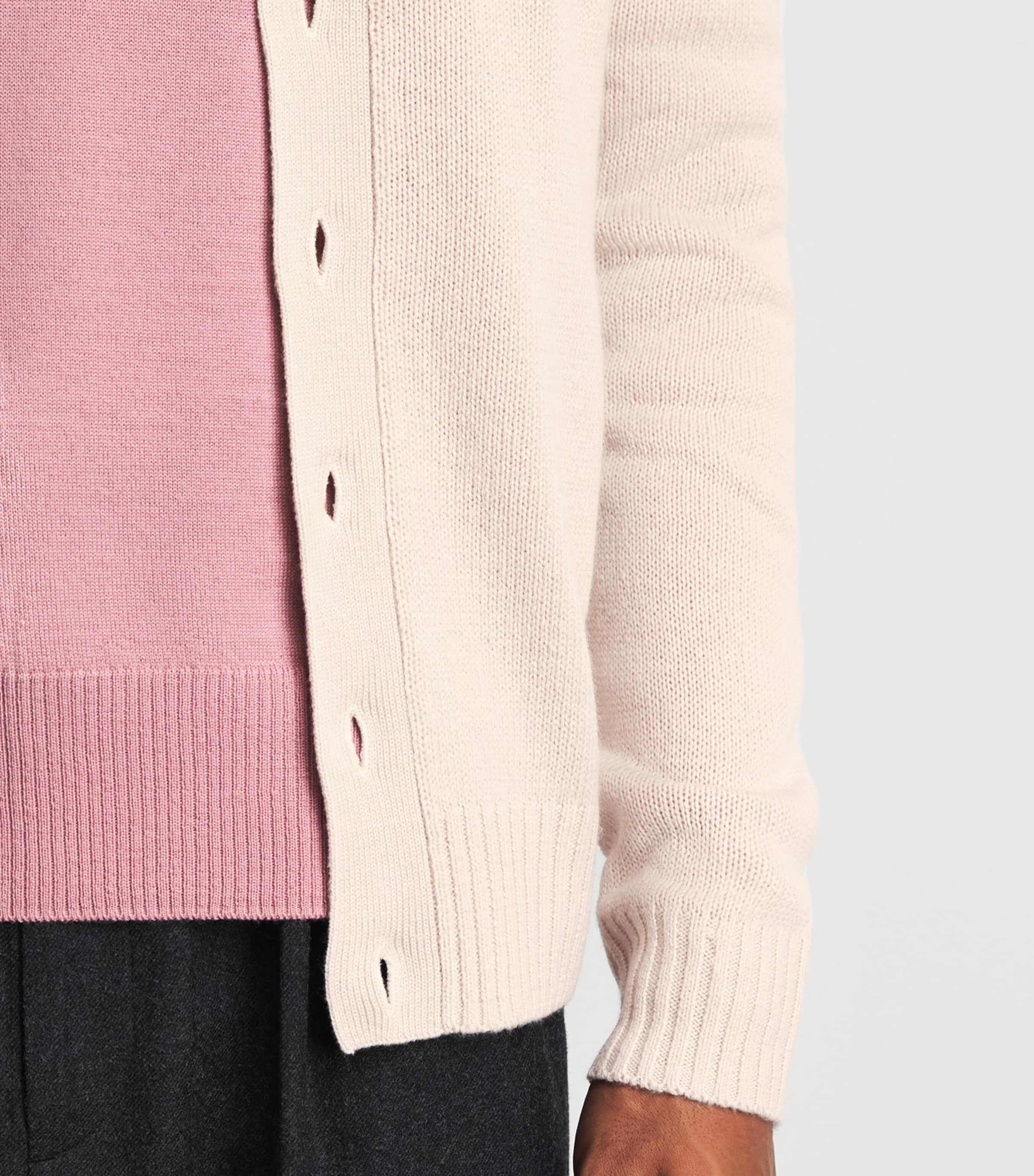 Allude Mens Wool-Cashmere Collared Cardigan Image 3