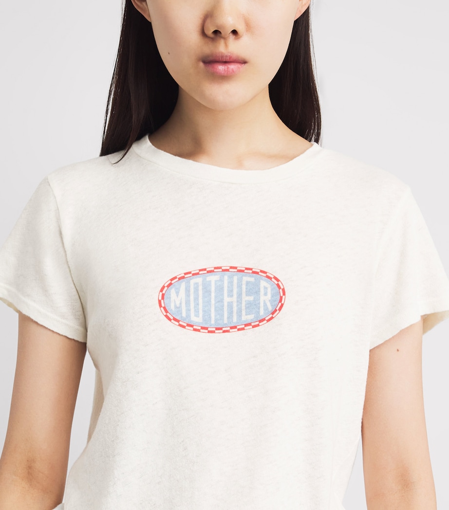 MOTHER Womens Cotton-Linen The Lil Sinful T-Shirt Patch Mother Image 3