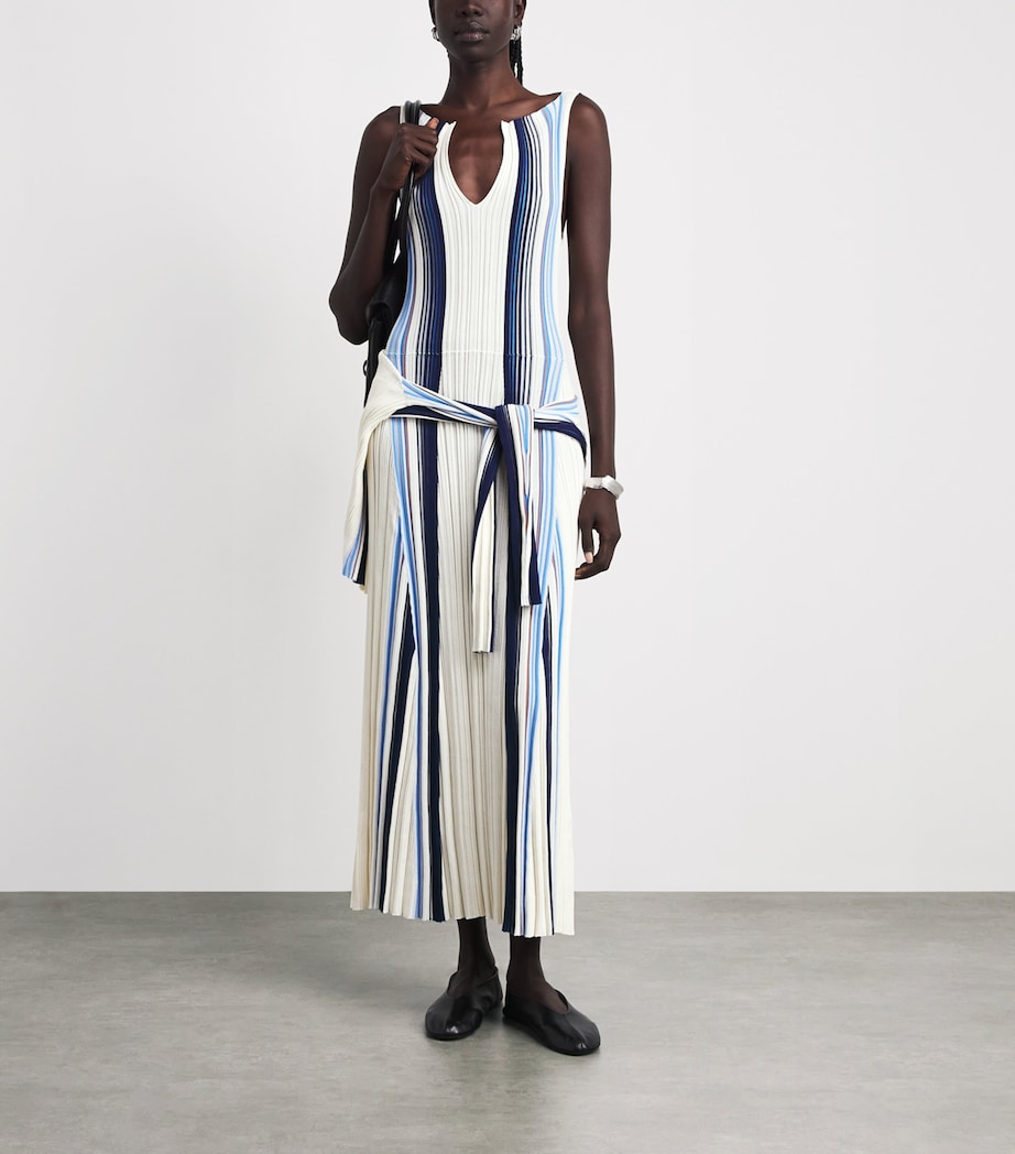 Theory Womens Ribbed Stripe Maxi Dress Chk Ivory Multi Image 2