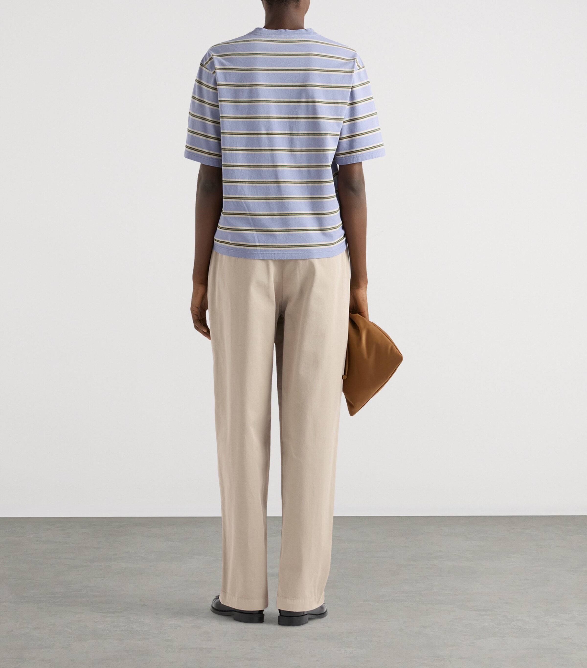 Prada Womens Cotton Gabardine Wide-Leg Trousers Neutral Image 5