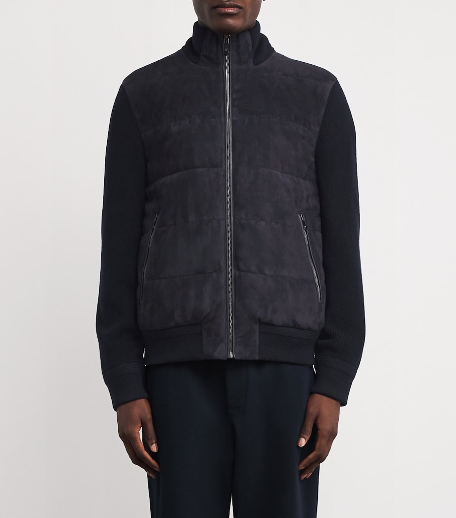 Suede-Wool Bomber Jacket 01 BLUE NAVY Image 3