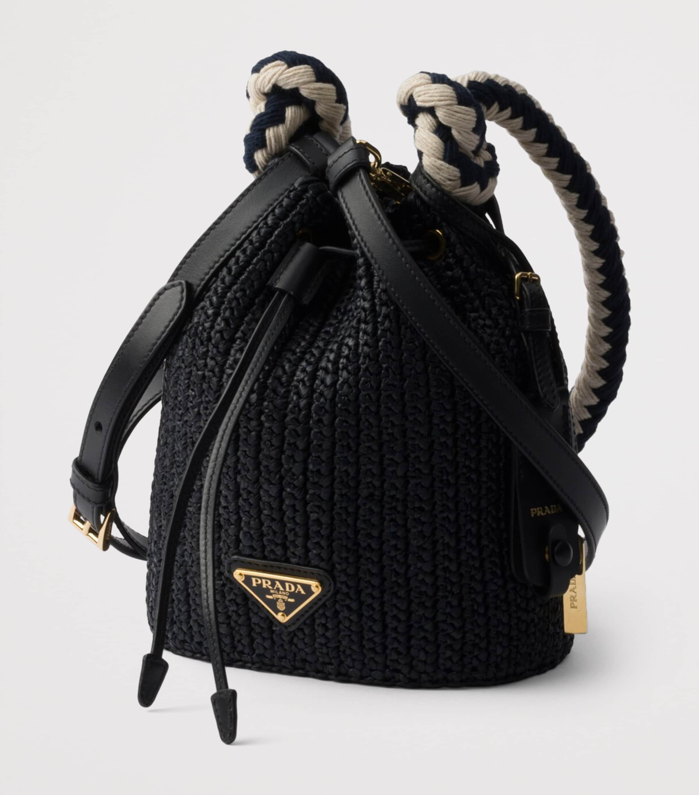 Prada Mini Crochet Bucket Bag | Harrods UK