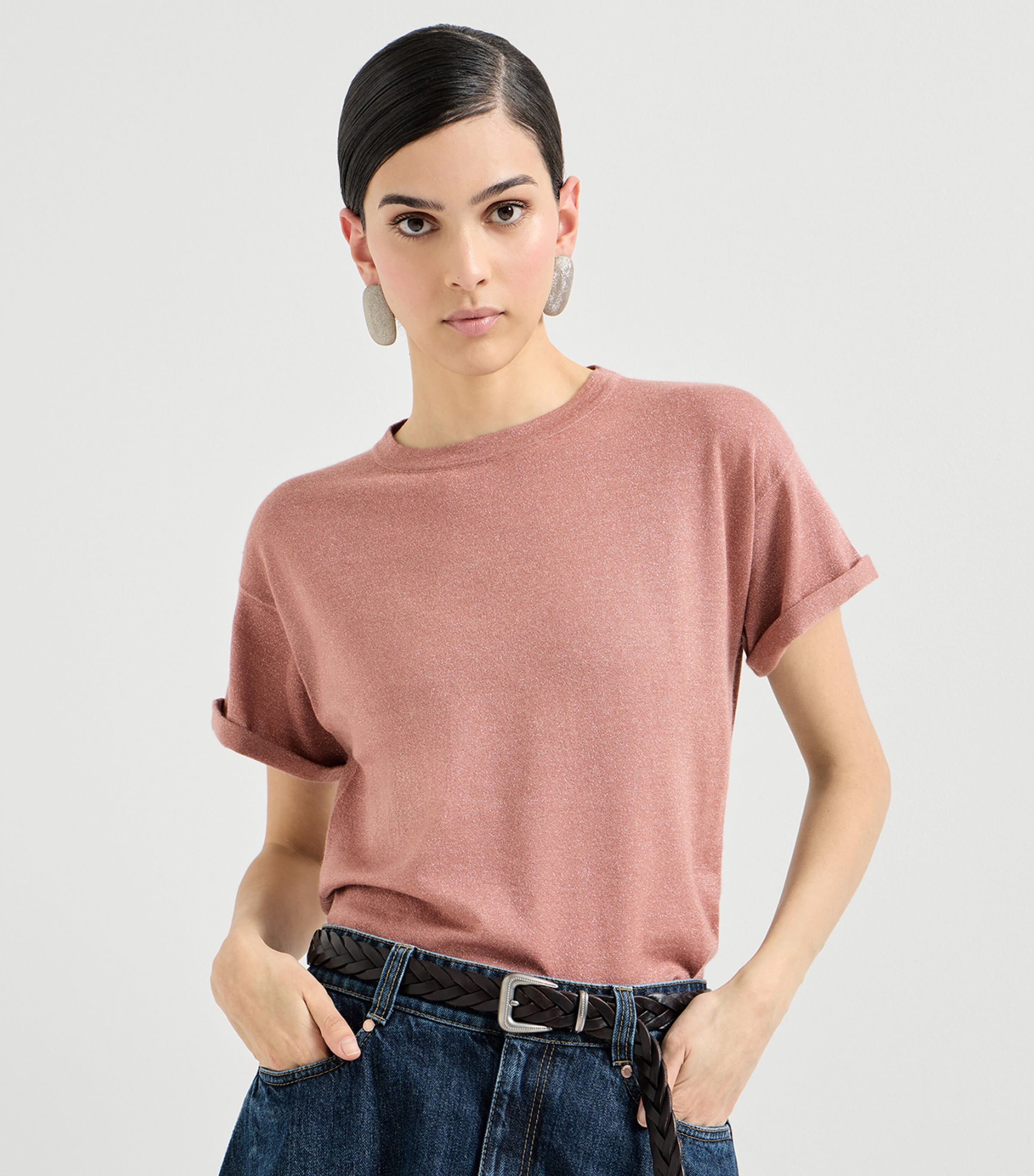 Brunello Cucinelli Womens Cashmere-Blend Sparkling T-Shirt Image 4
