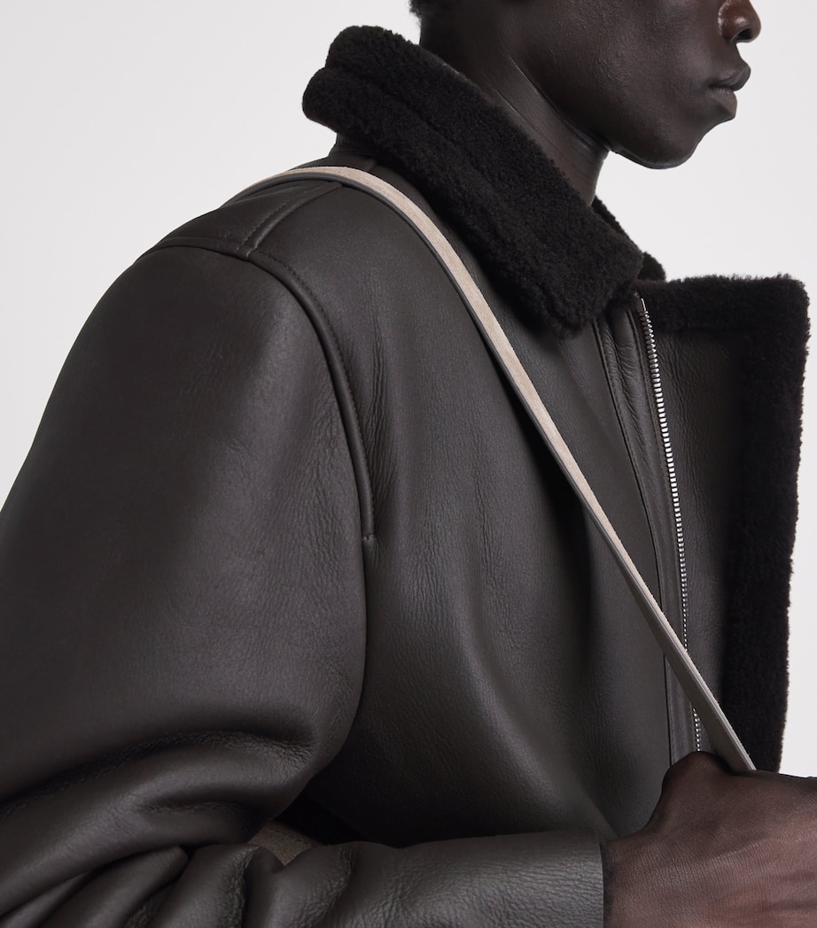Pal Zileri Mens Lamb Shearling Long Coat Brown Image 3