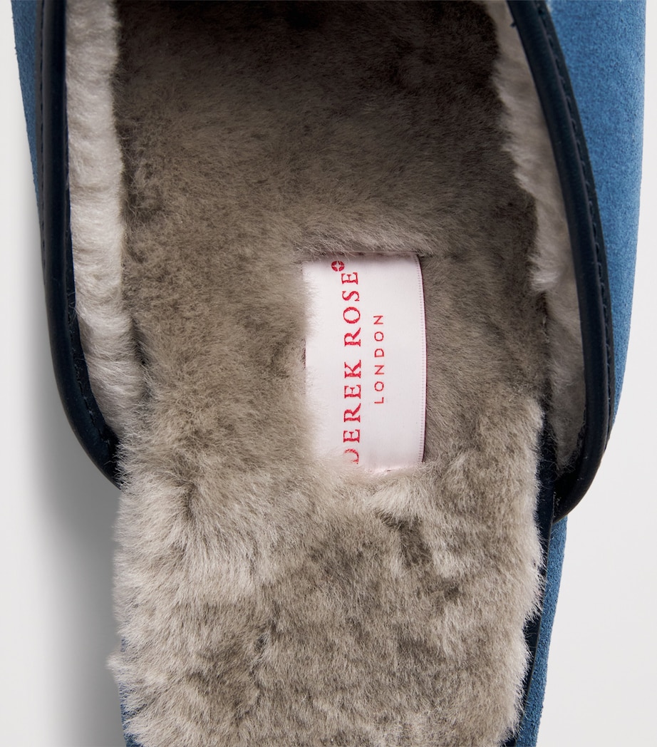 Derek Rose Suede Douglas Slippers Blue Image 7
