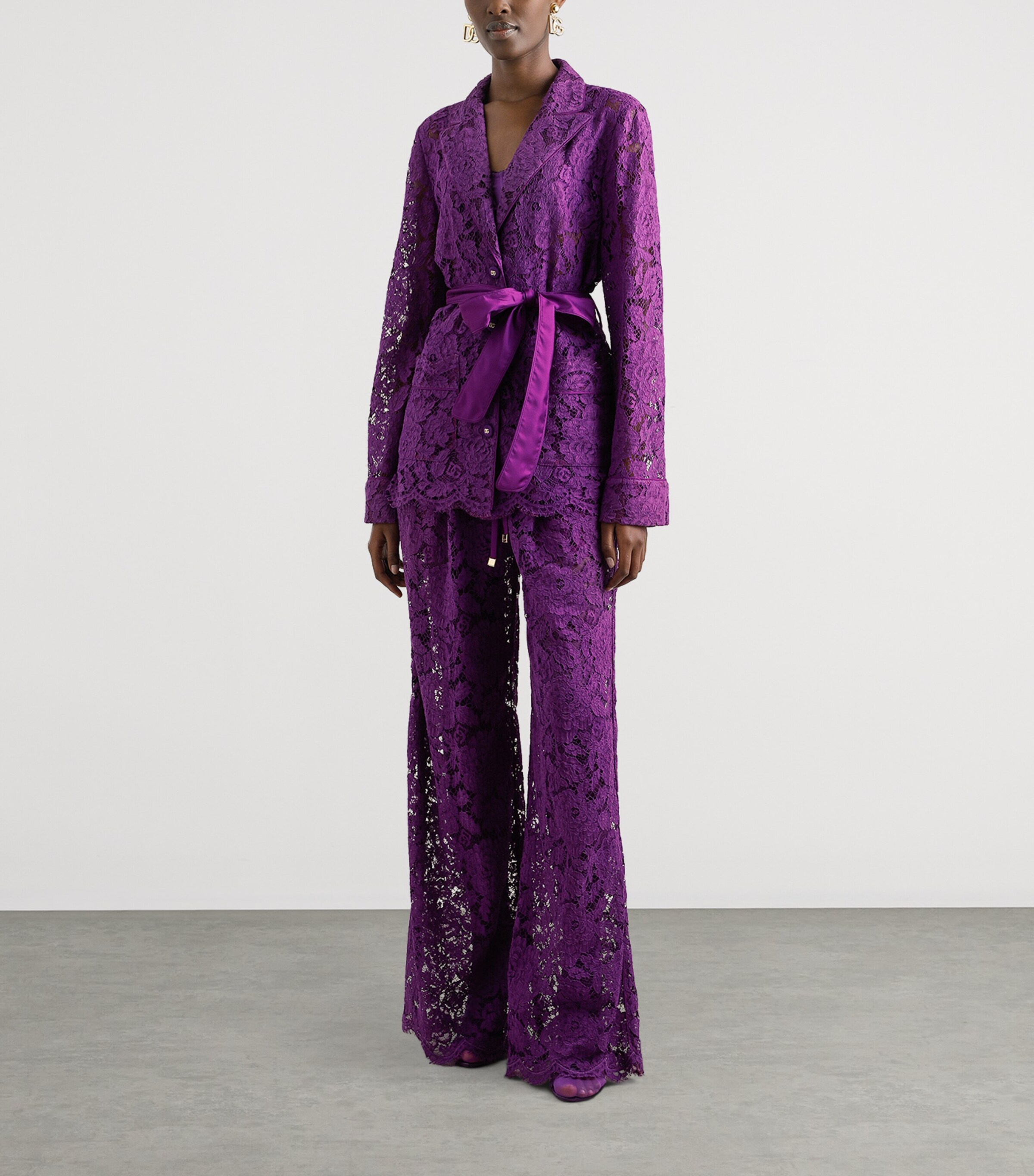Dolce&Gabbana Womens Lace Floral Shirt Purple Image 2
