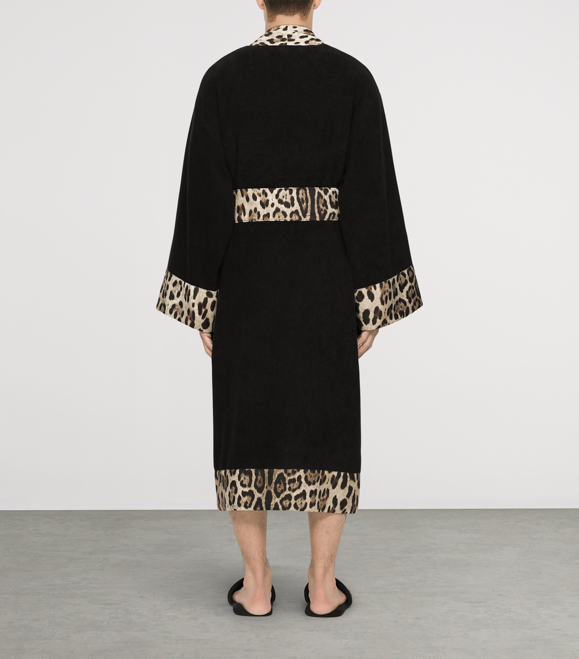Terry Cotton Leopard Print Robe UL002 NERO LEOPARDO Image 8