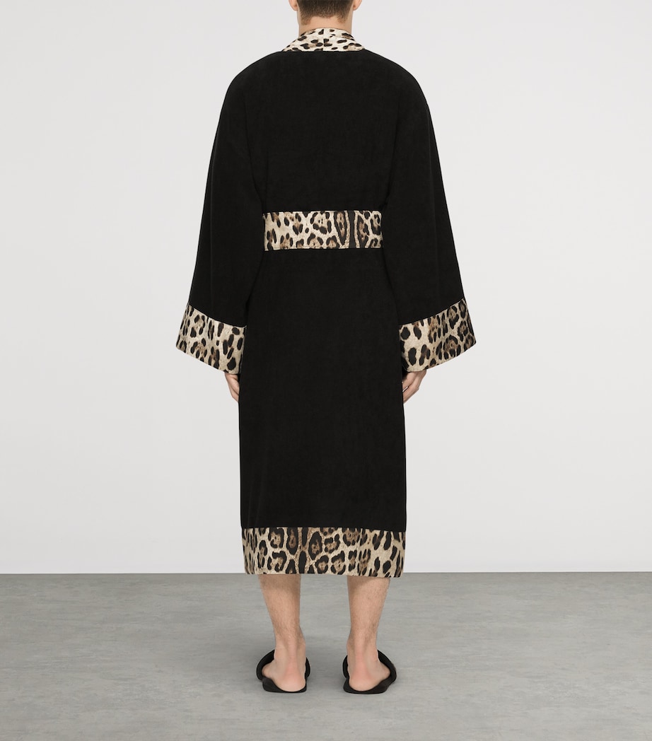 Terry Cotton Leopard Print Robe UL002 NERO LEOPARDO Image 8