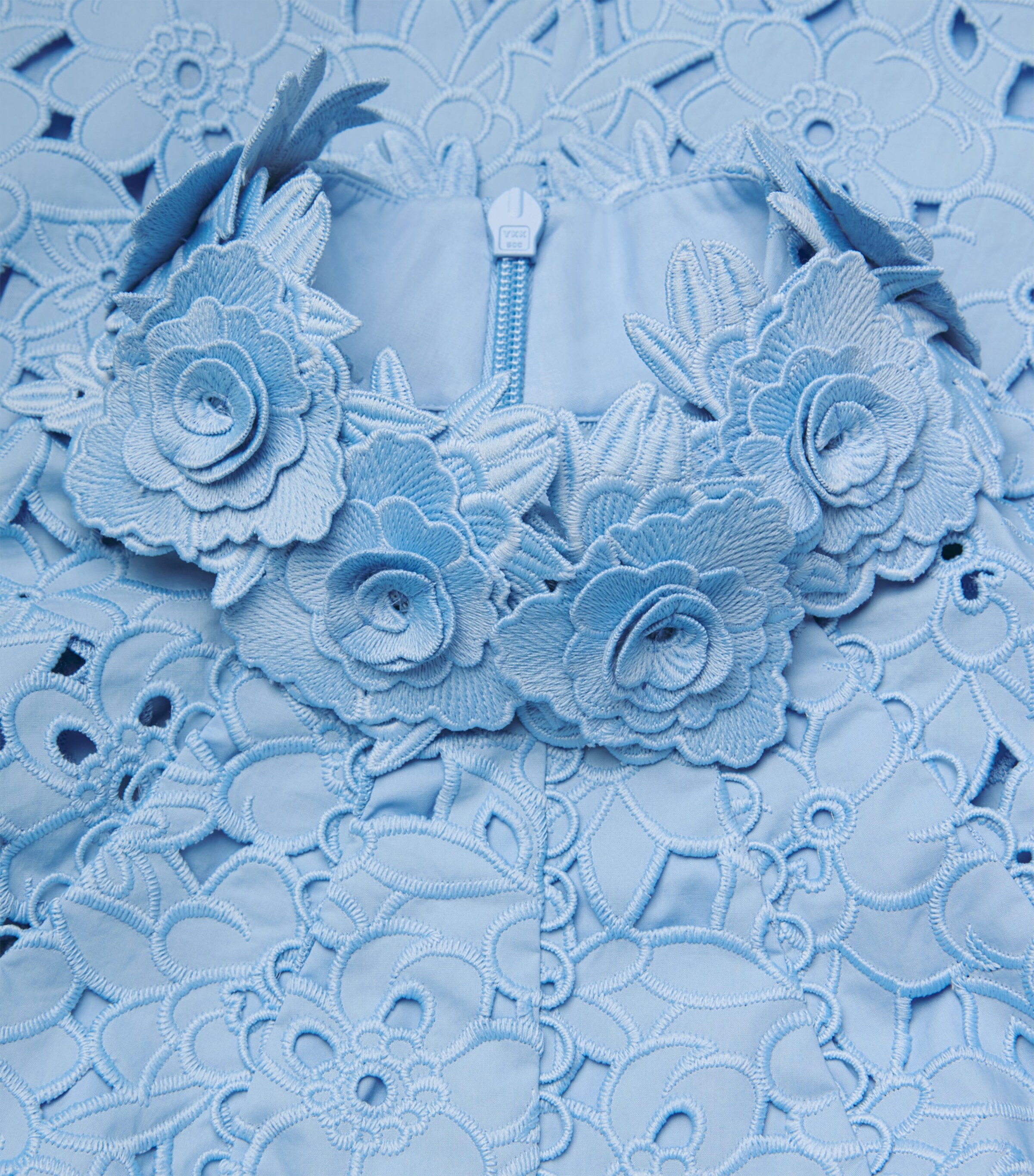 Rebecca Vallance Blue Cotton Embroidered Kitsu Midi Dress | Harrods US