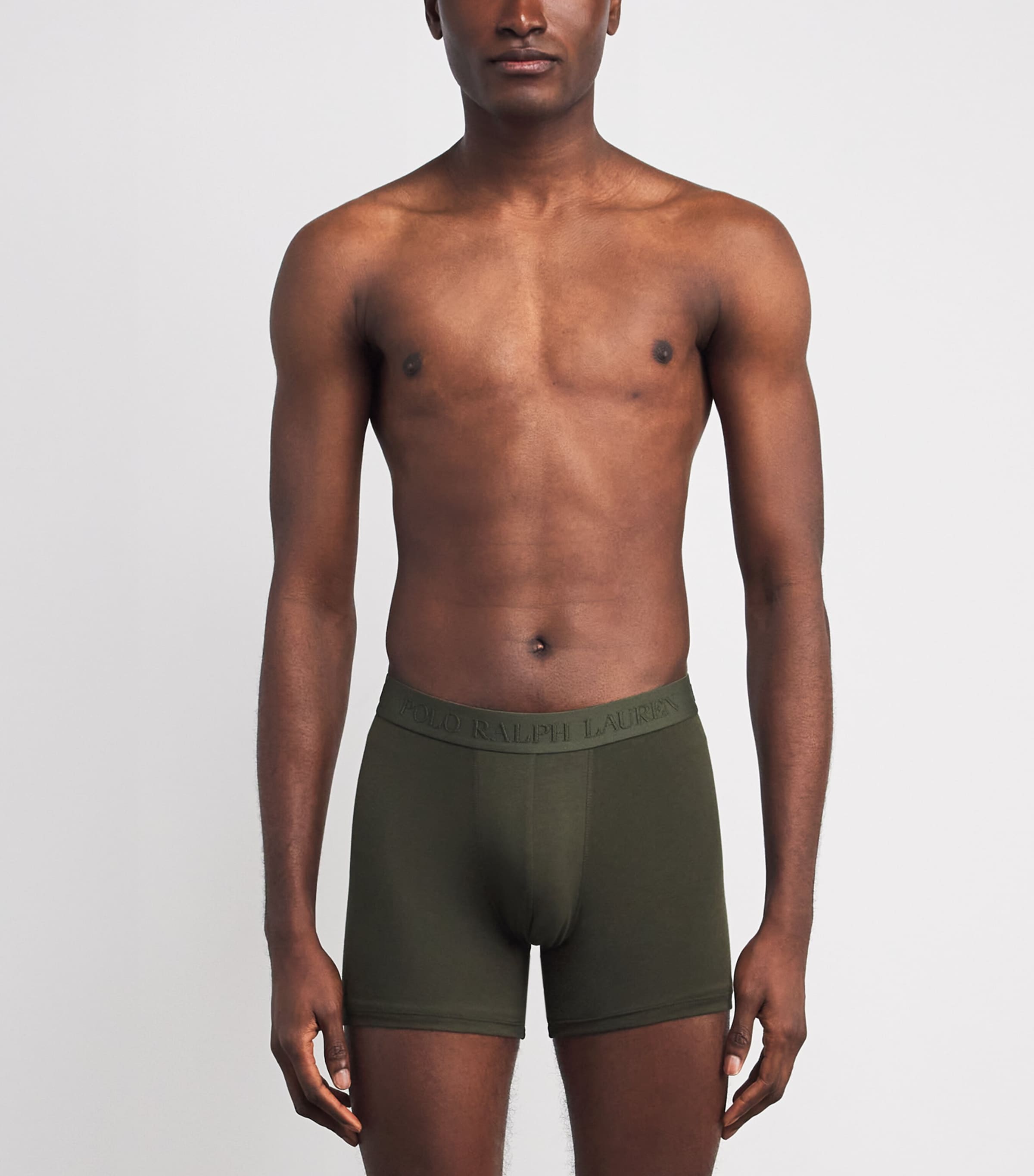 Stretch-Cotton Logo Boxer Briefs (Pack of 3) OLIVES Image 2