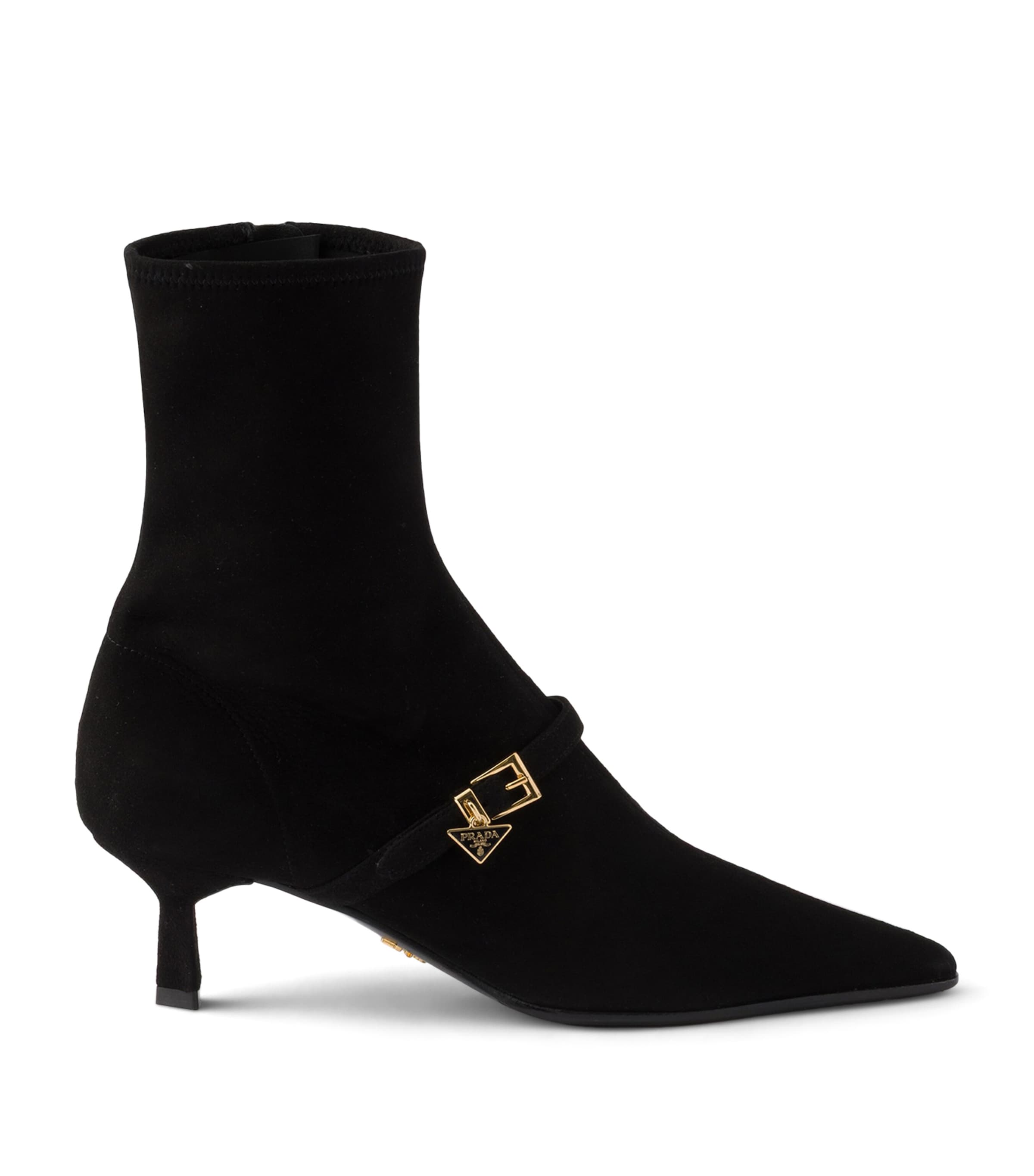 Prada Suede Stretch Heeled Boots 55 Black Image 1