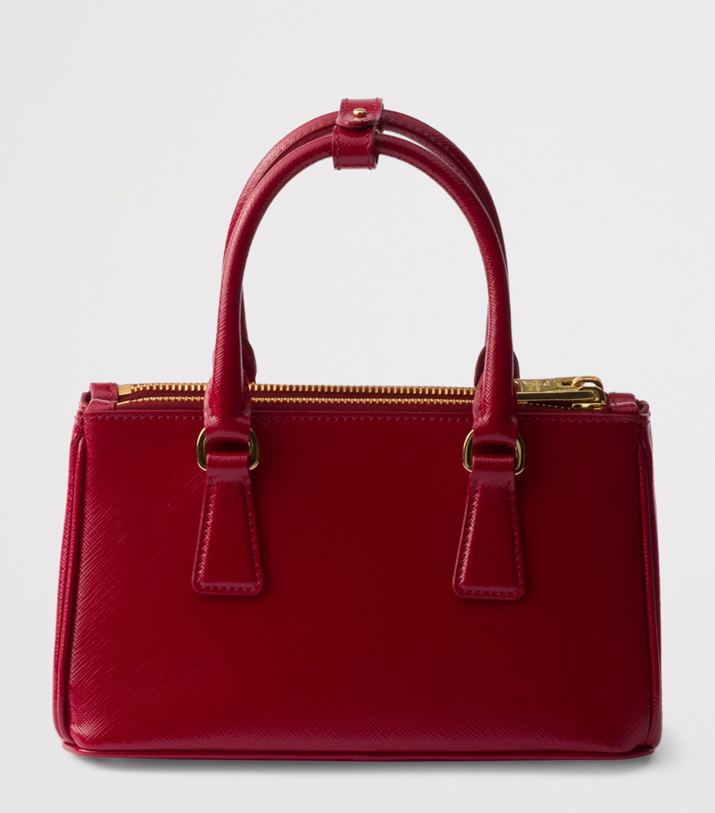 Prada Red Mini Patent Saffiano Leather Galleria Top-Handle Bag | Harrods UK