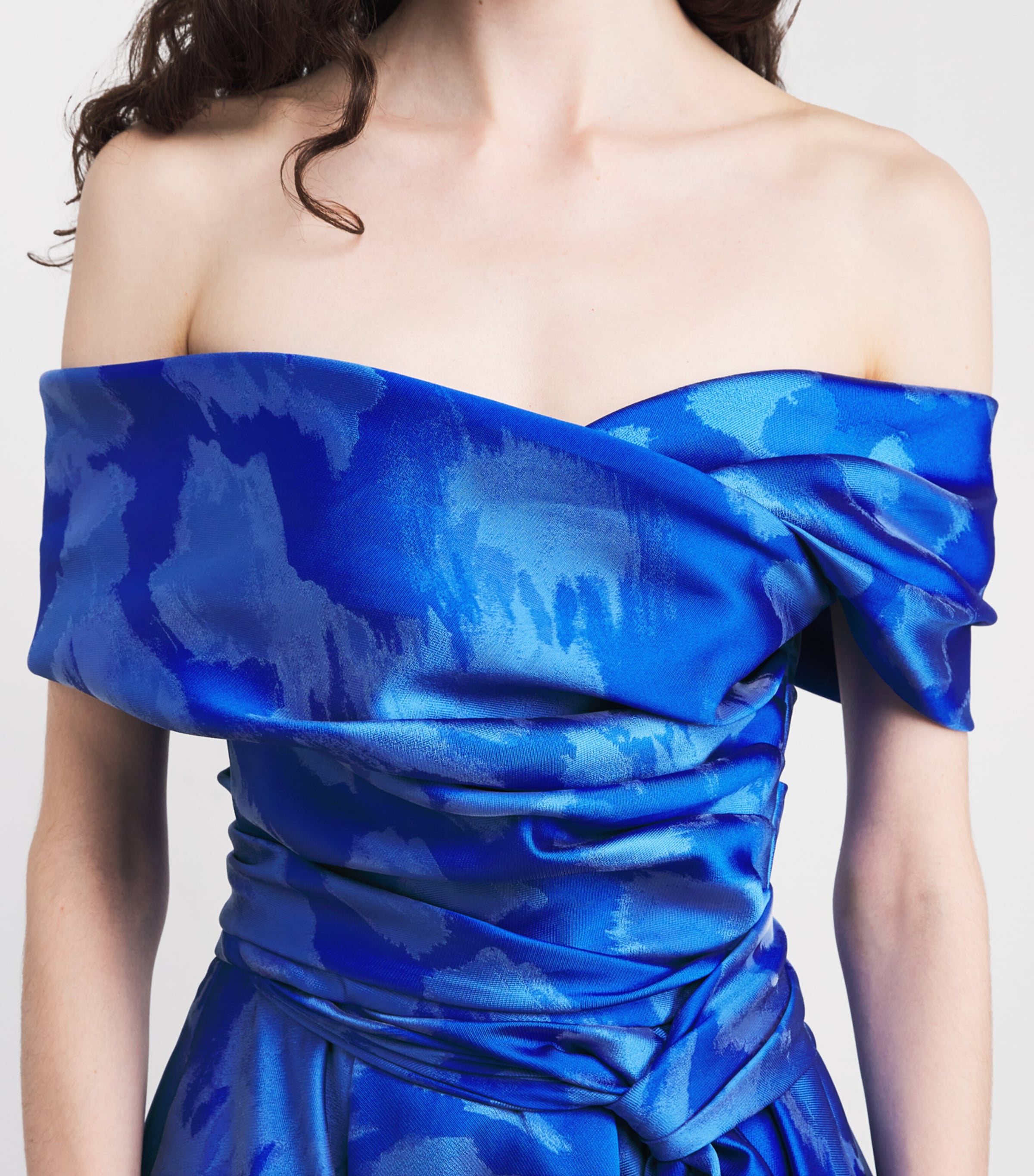 Satin Off-The-Shoulder Gown 408 PERIWINKLE Image 4