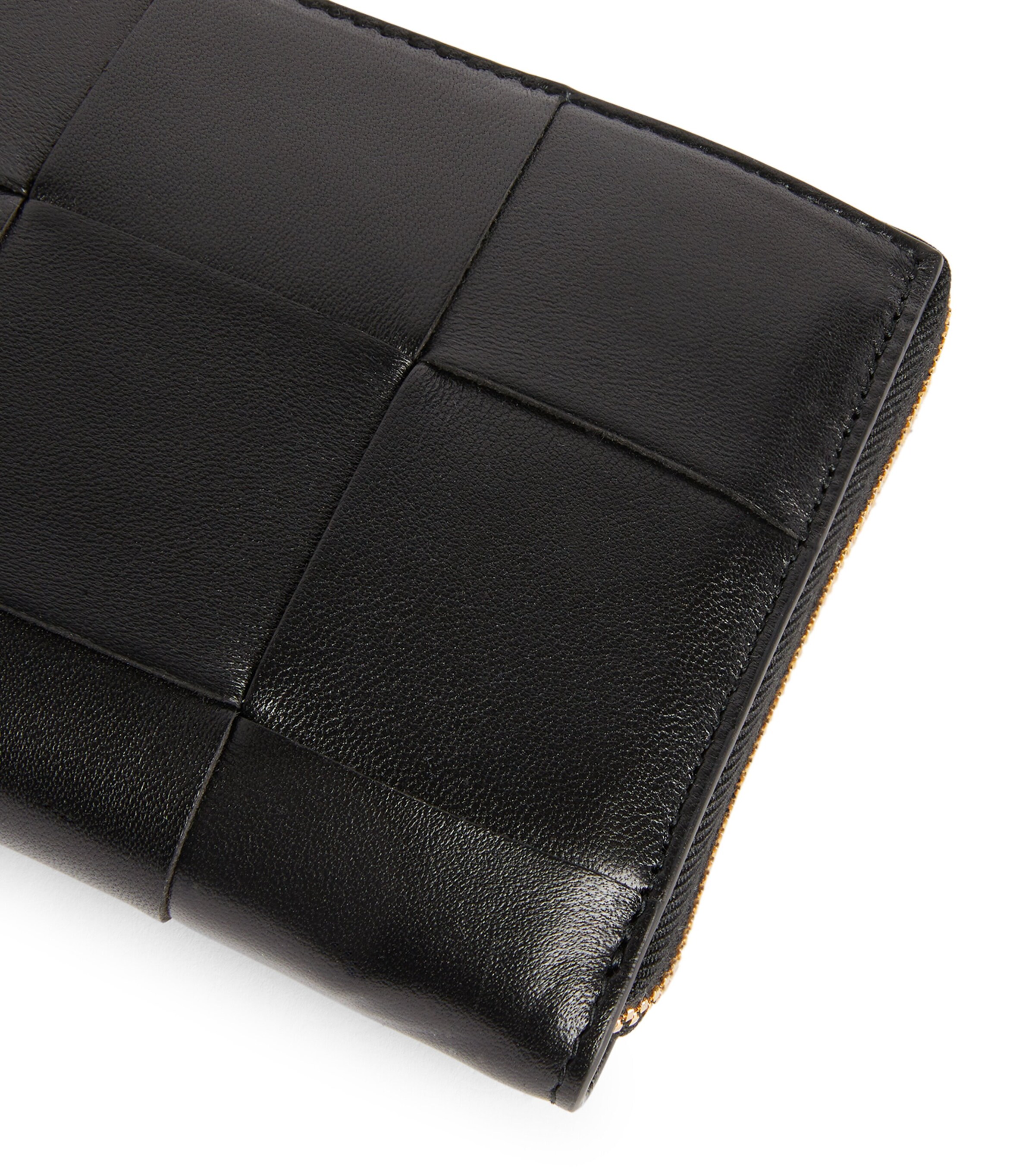 Leather Intreccio Wallet BLACK-GOLD Image 4