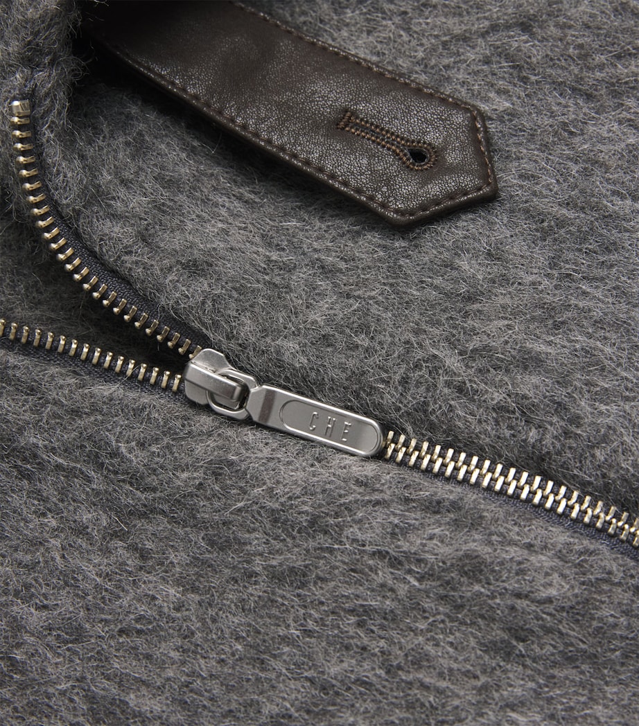 CHÉ Mens Wool-Blend Verbier Bomber Jacket Stone Grey Image 6
