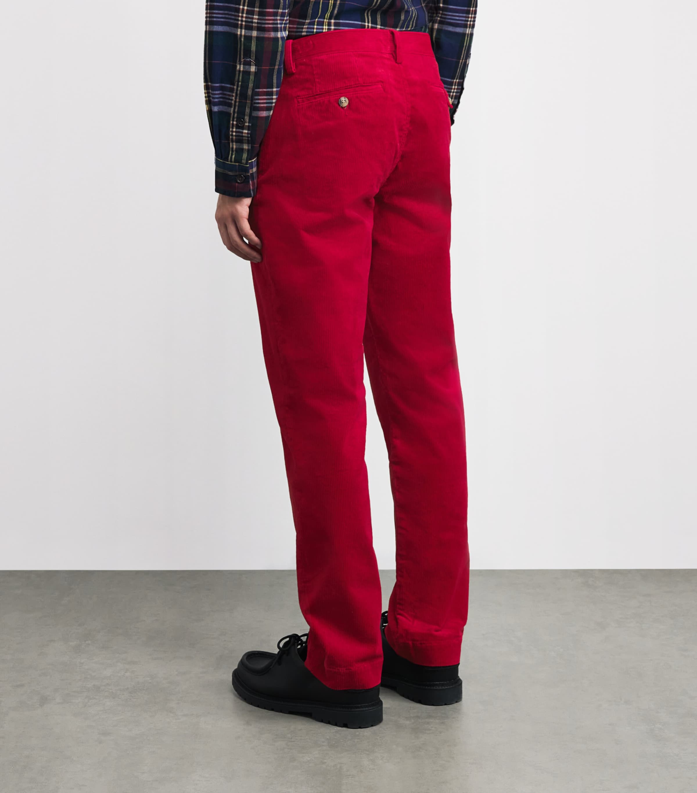Corduroy Bedford Straight Trousers RED Image 4