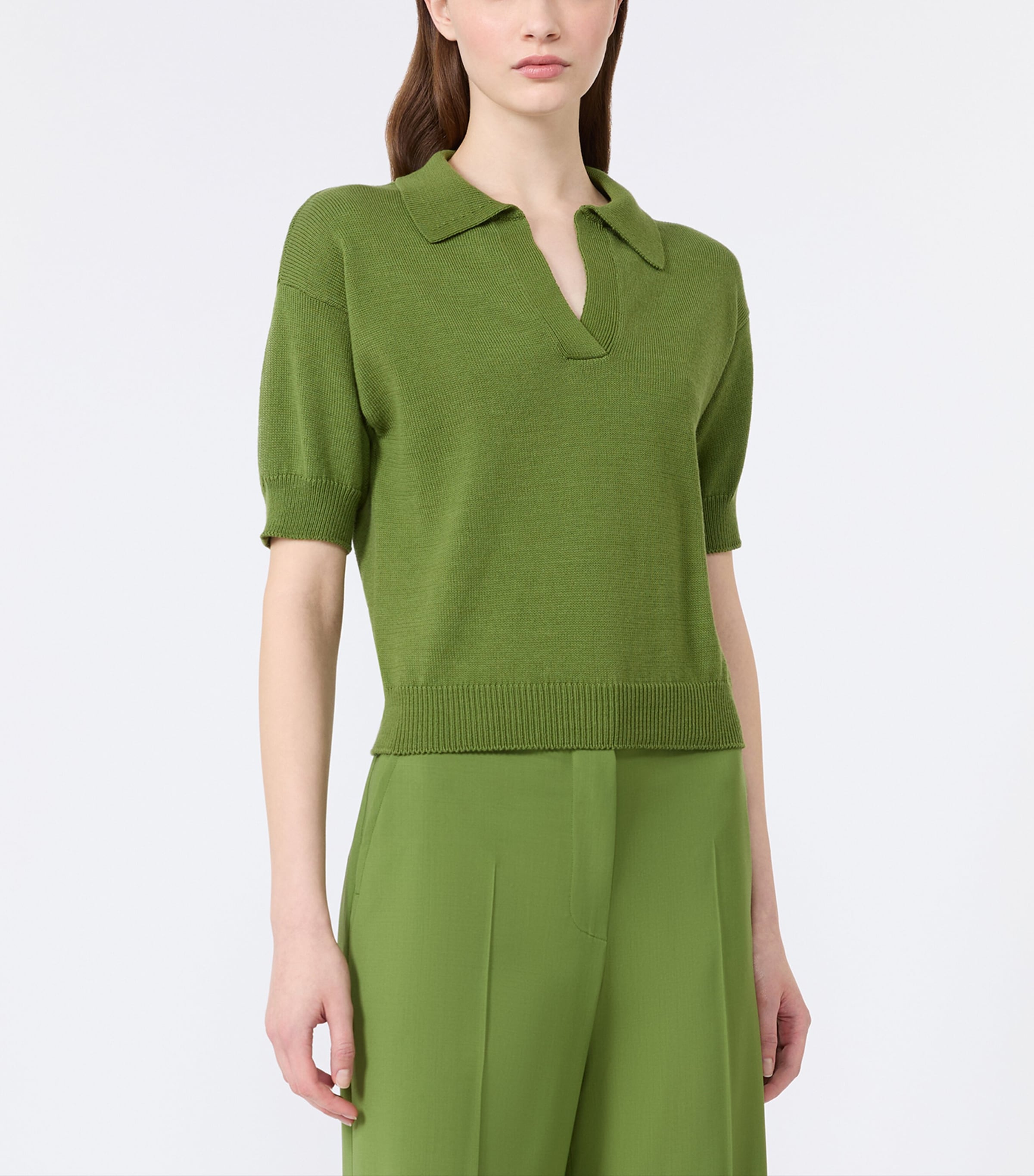 Weekend Max Mara Womens Knitted Polo Shirt Green Image 2