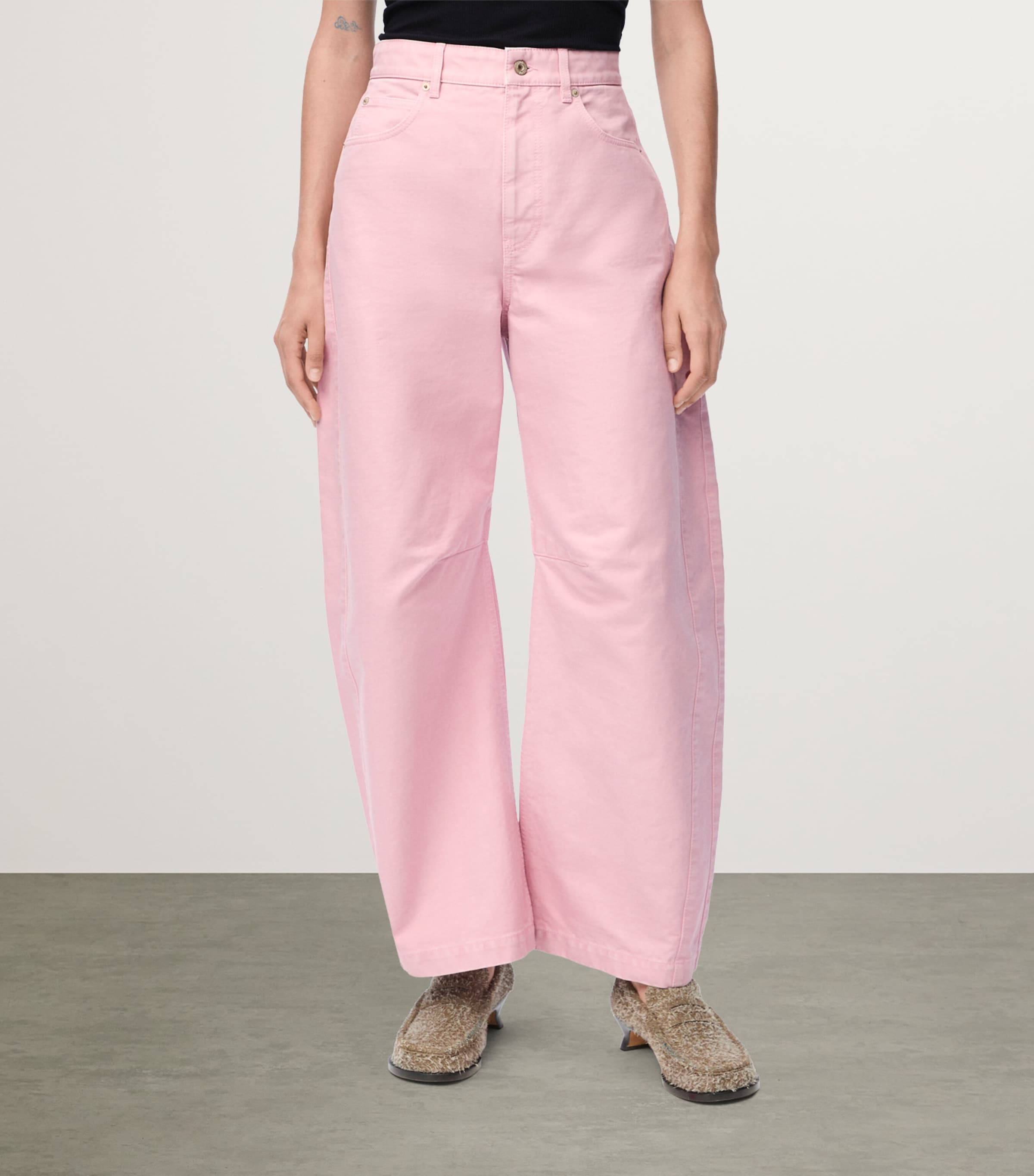 Patch-Detail Barrel Jeans PINK Image 3