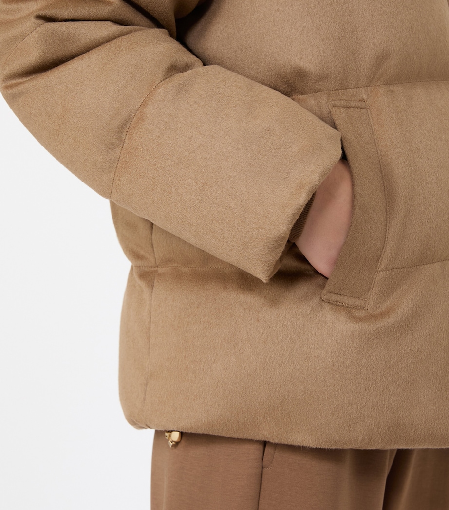 Max Mara Womens Down Reversible Wool Puffer Jacket Camel Image 5