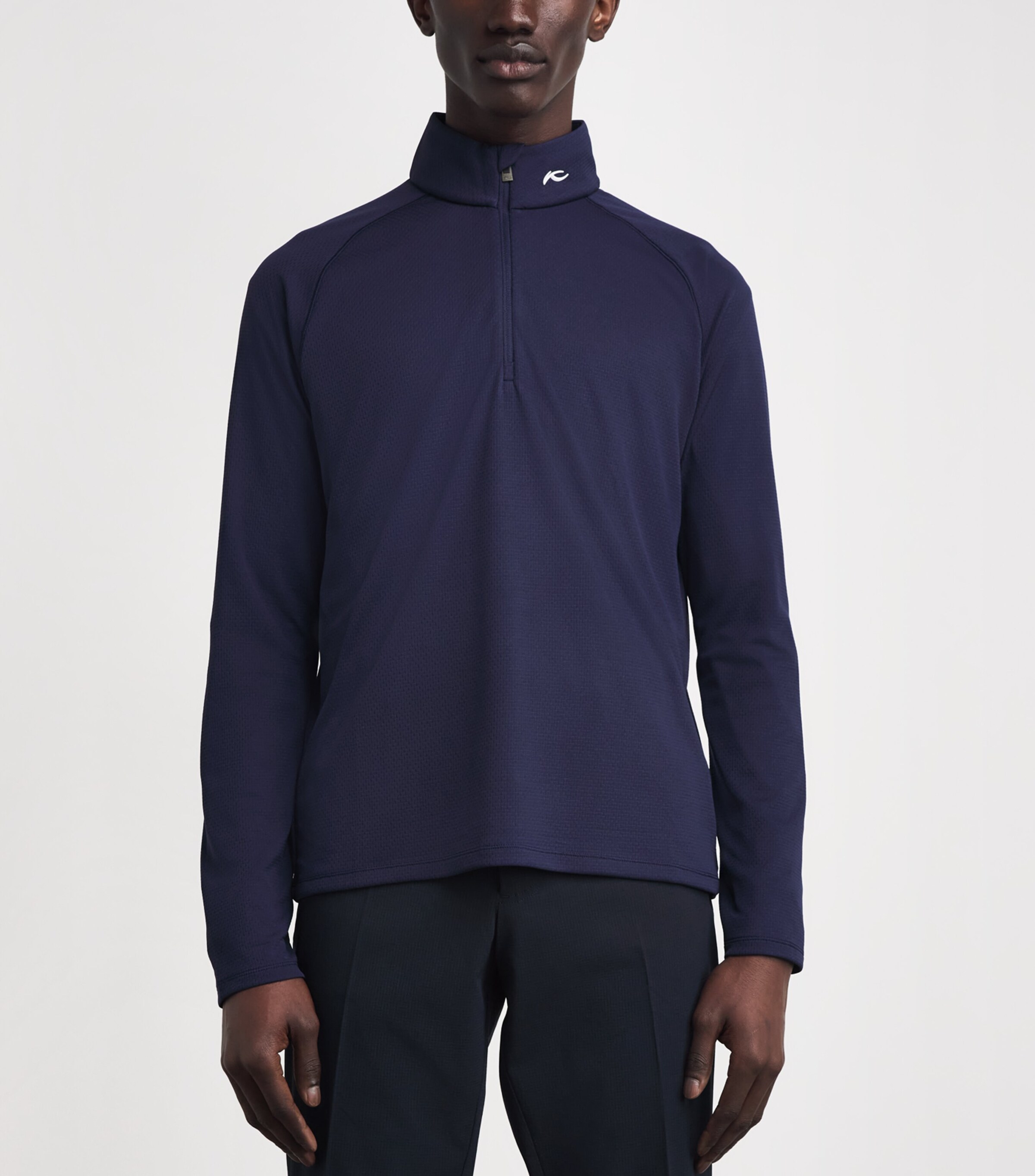KJUS Mens Pima Cotton Hollow Half-Zip Top Atla Blue Image 4