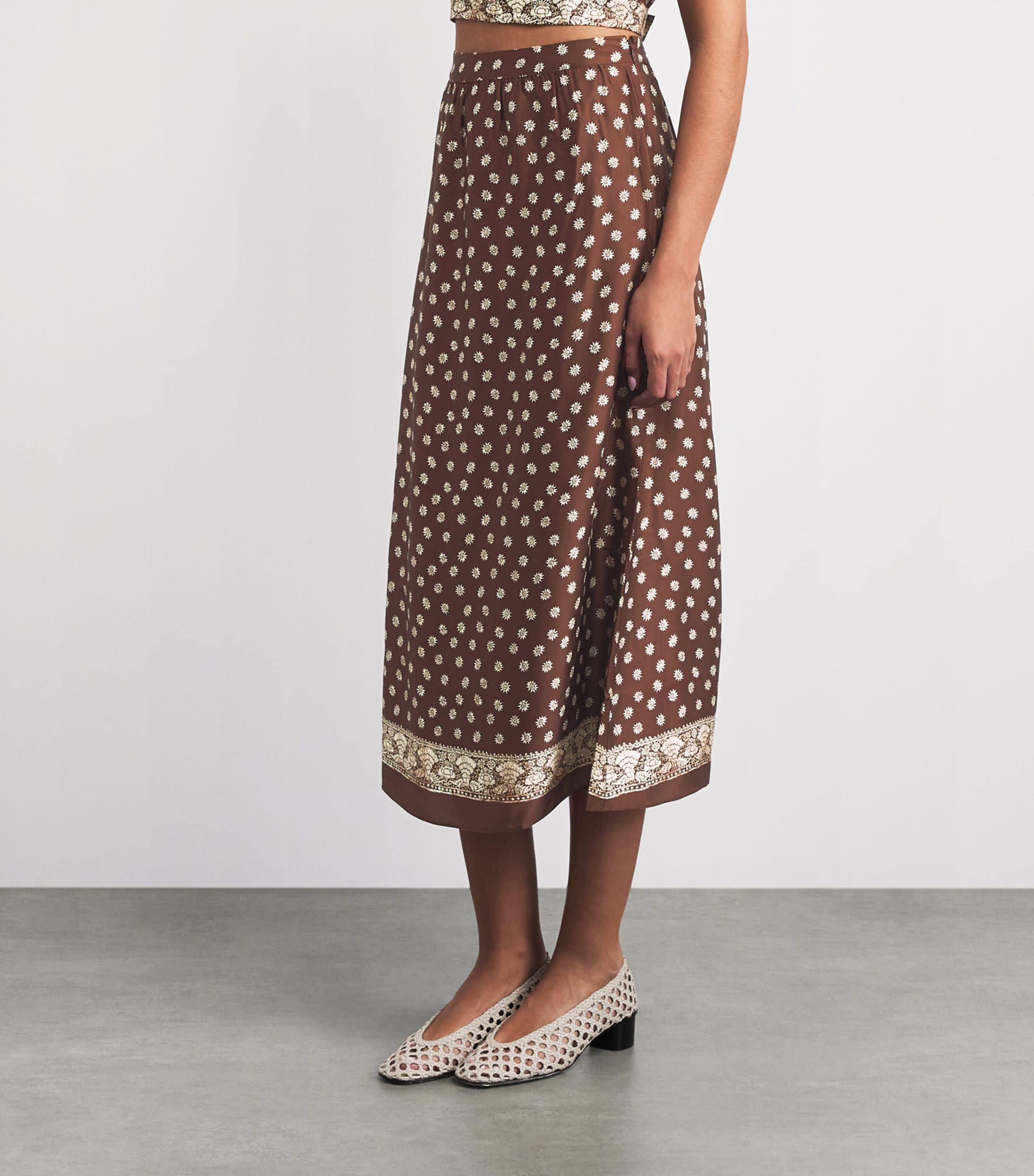 Claudie Pierlot Womens Printed Midi Skirt Dark Print Image 4