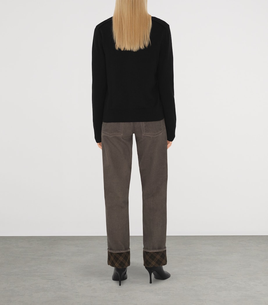 Wool Logo-Label Cardigan BLACK Image 3