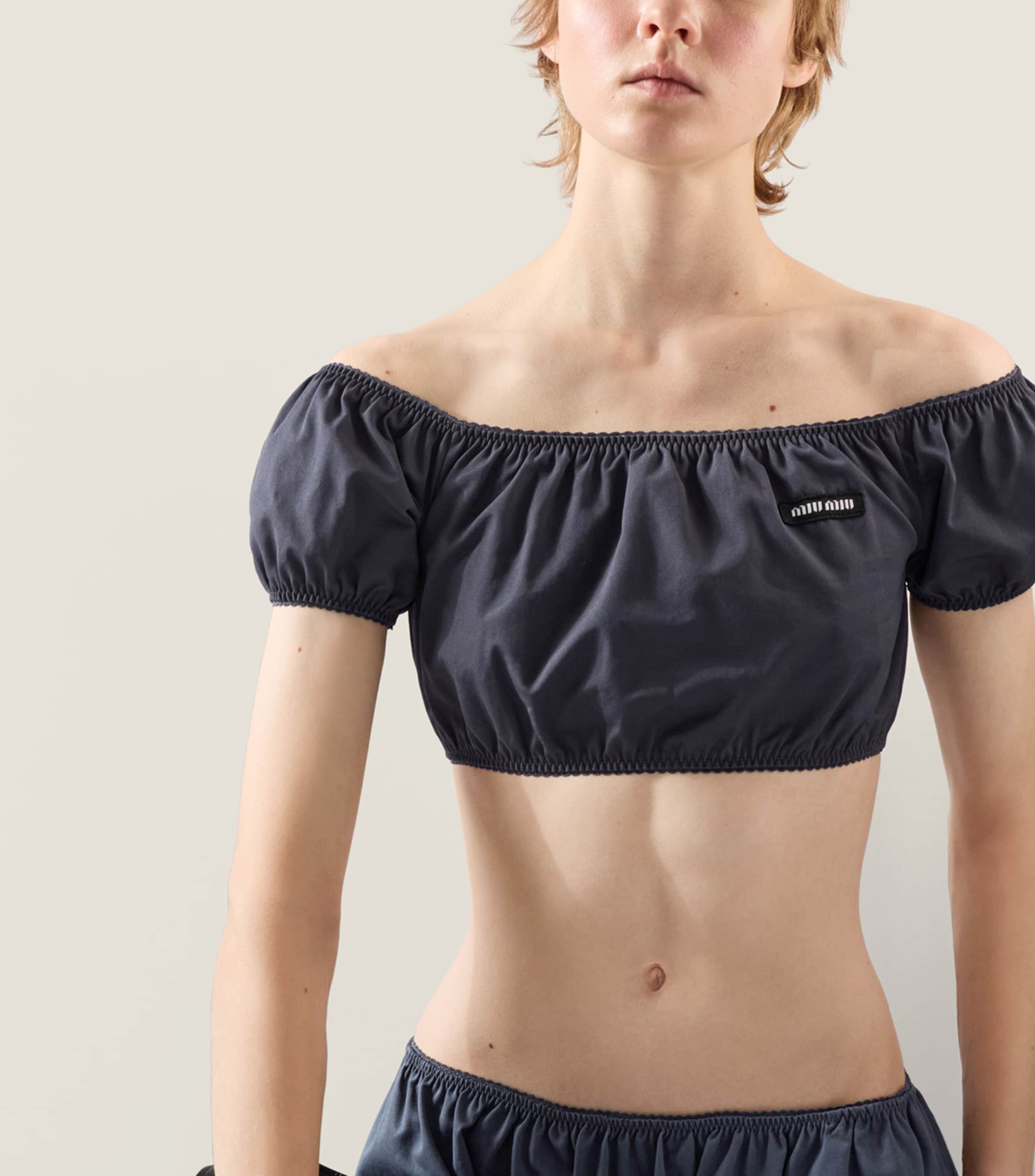 Miu Miu Womens Cotton Poplin Crop Top Image 4