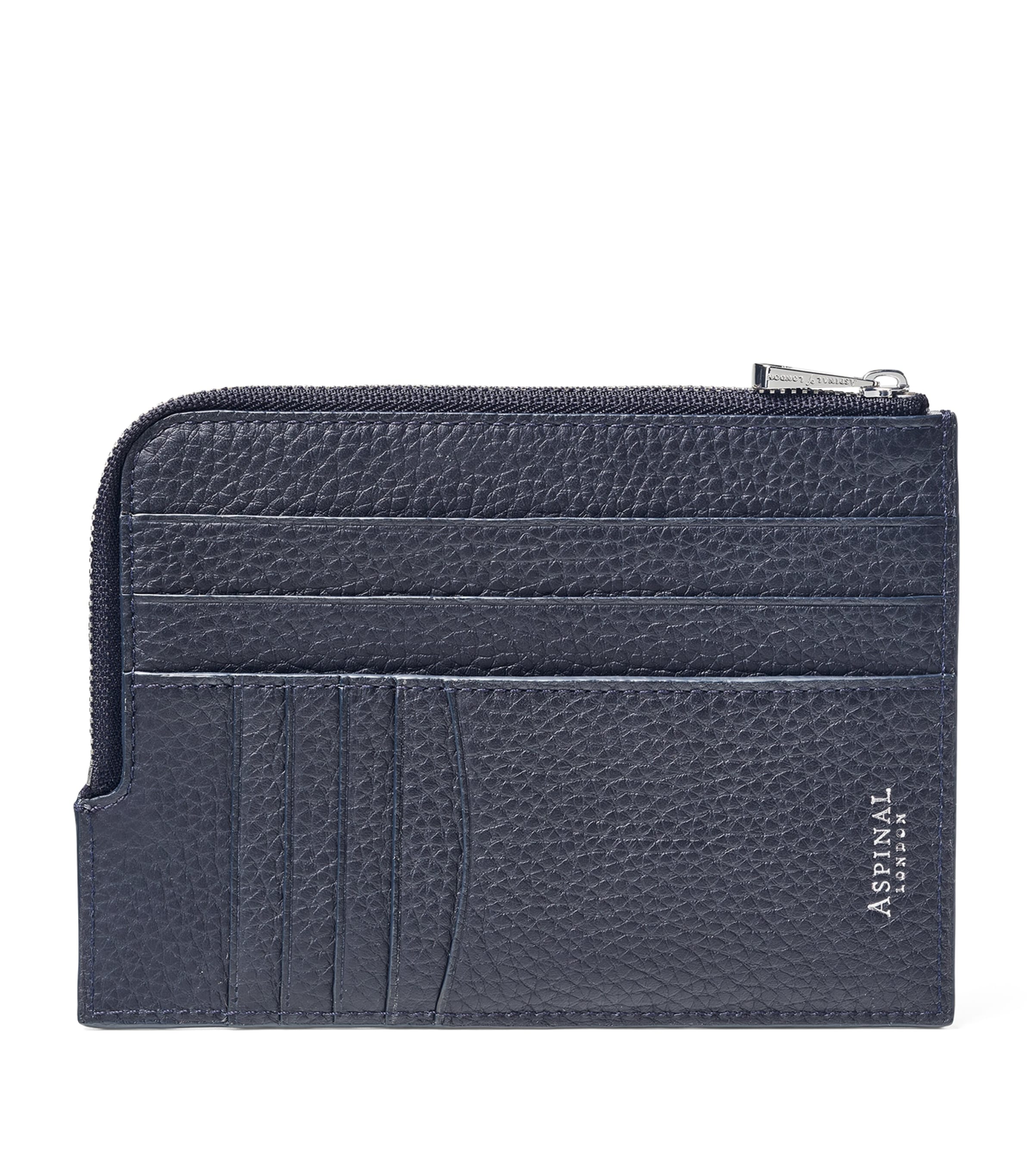 Aspinal Of London Leather Zipped Travel Wallet In Navy