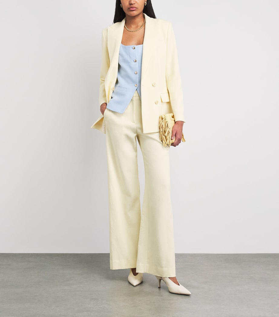 Maje Womens Tailored Wide-Leg Trousers Pale Yellow Image 2