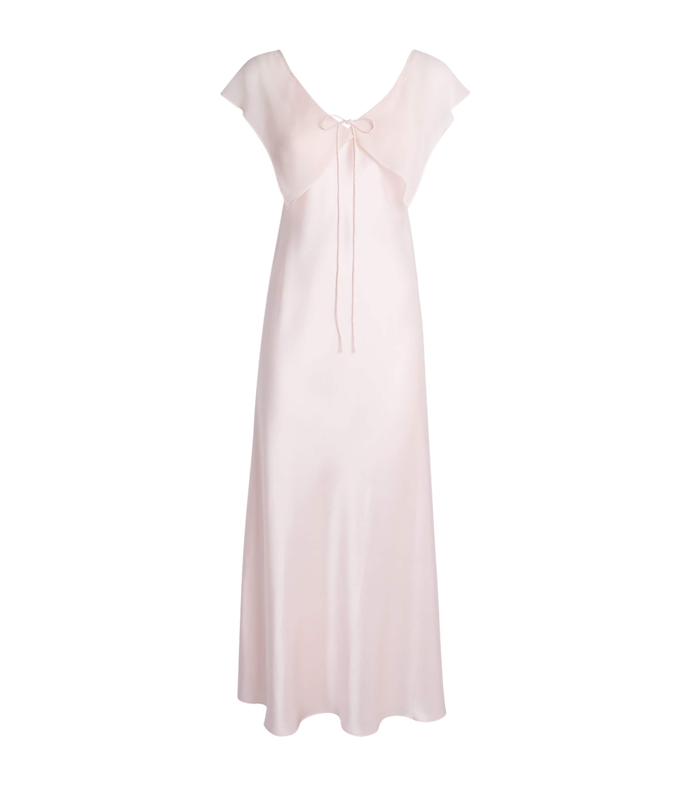 MANITO Womens Mulberry Silk Chiffon Crete Nightdress Ballet Pink Image 1