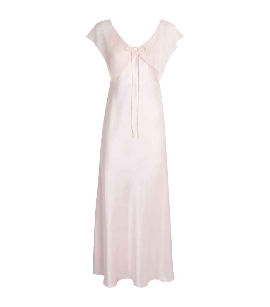 MANITO Womens Mulberry Silk Chiffon Crete Nightdress Ballet Pink Image 1