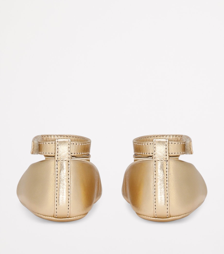 Dolce&Gabbana Kids Metallic Leather Ballet Flats Gold Image 4