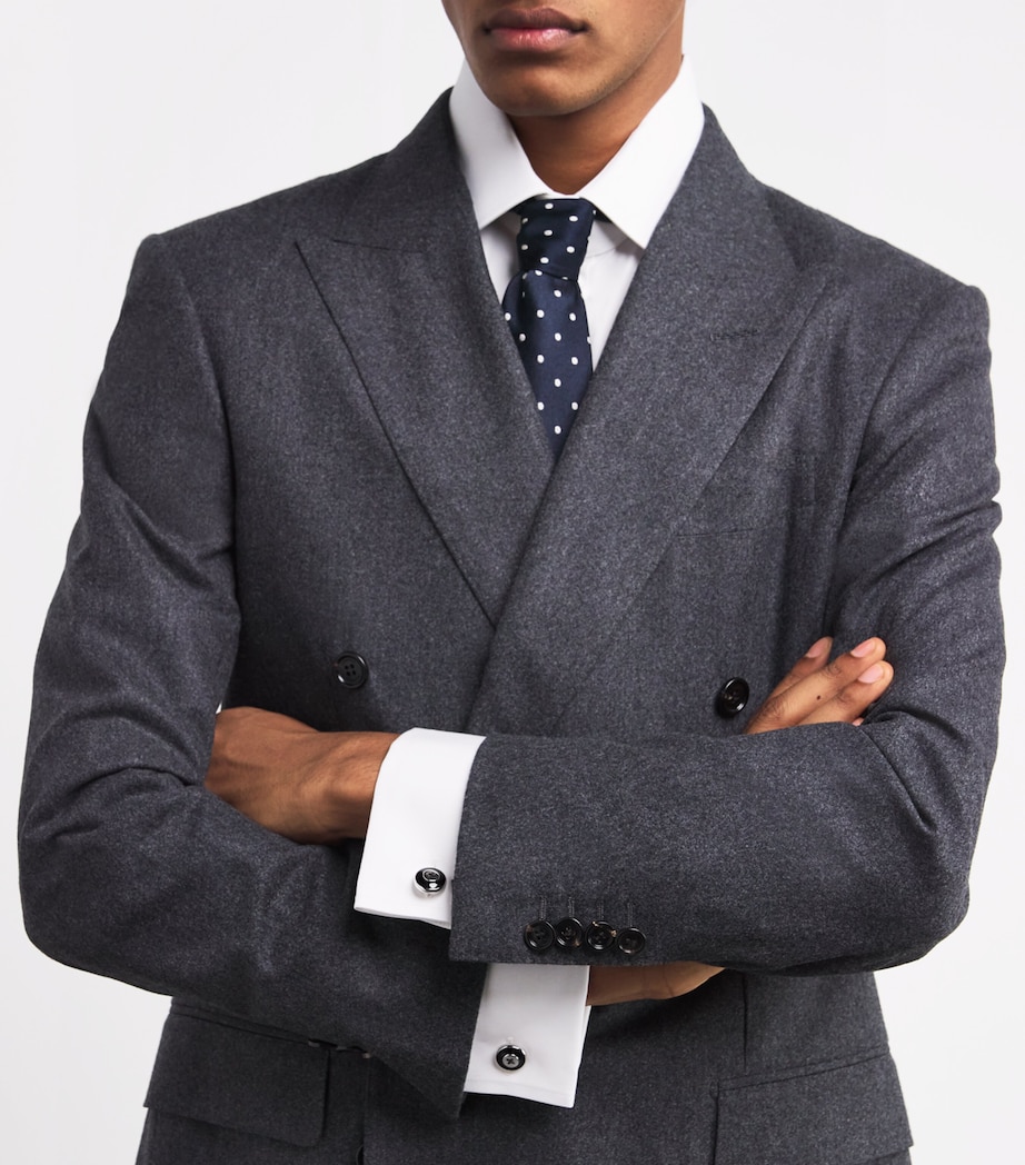 Rhodium-Plated Enamel Button Cufflinks BLACK Image 5