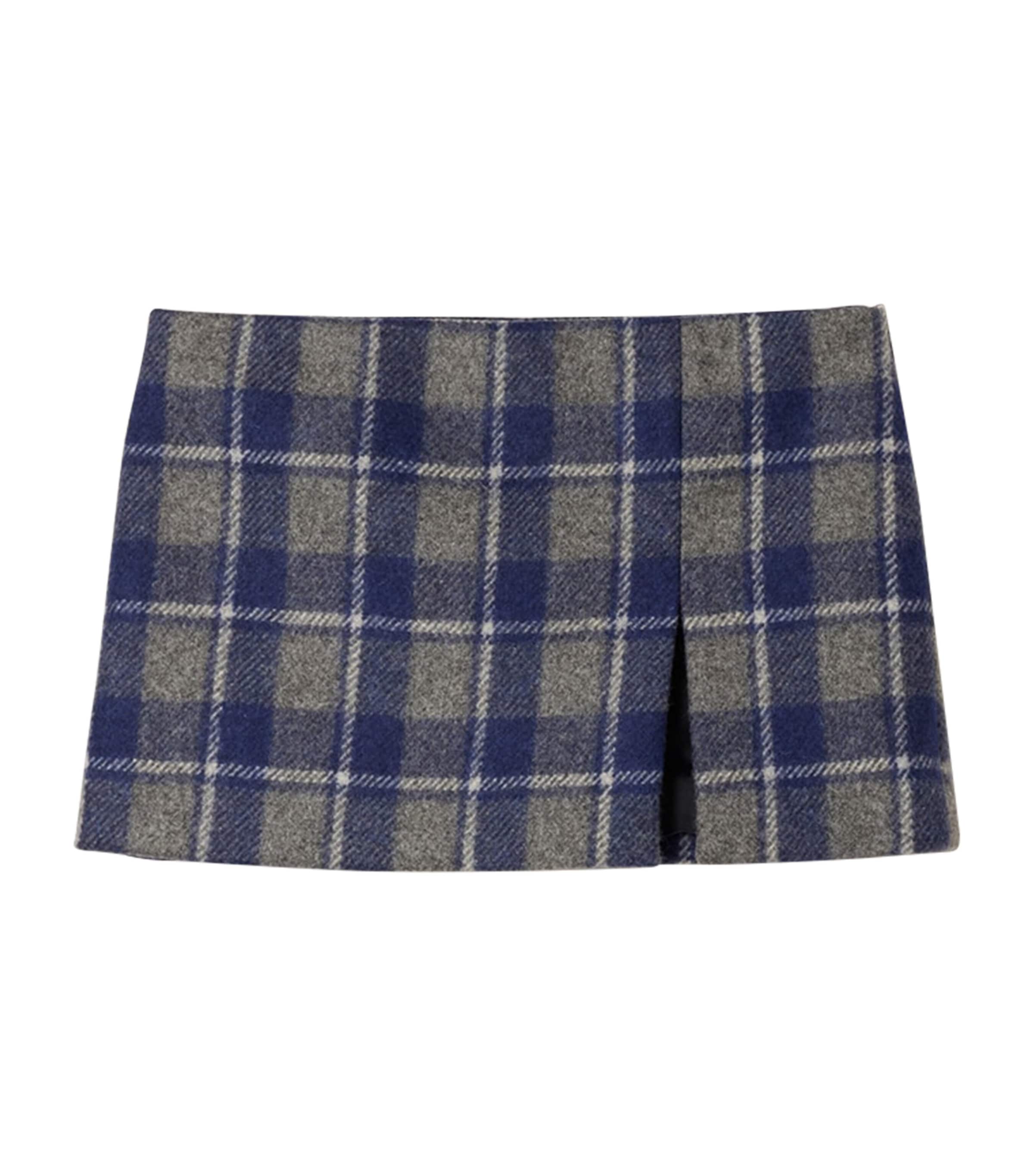 Miu Miu Womens Wool Check Mini Skirt Image 1