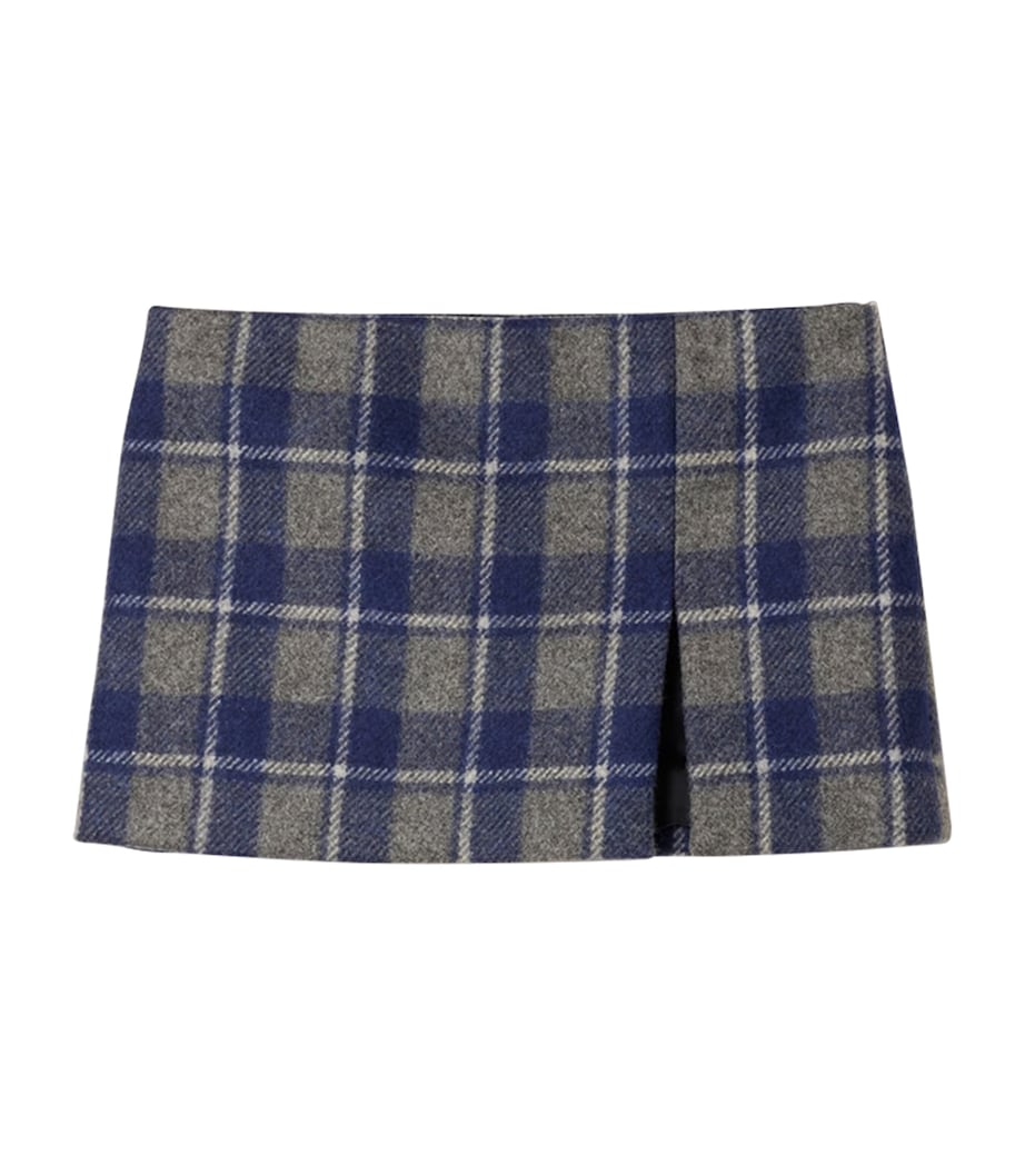 Miu Miu Womens Wool Check Mini Skirt Image 1