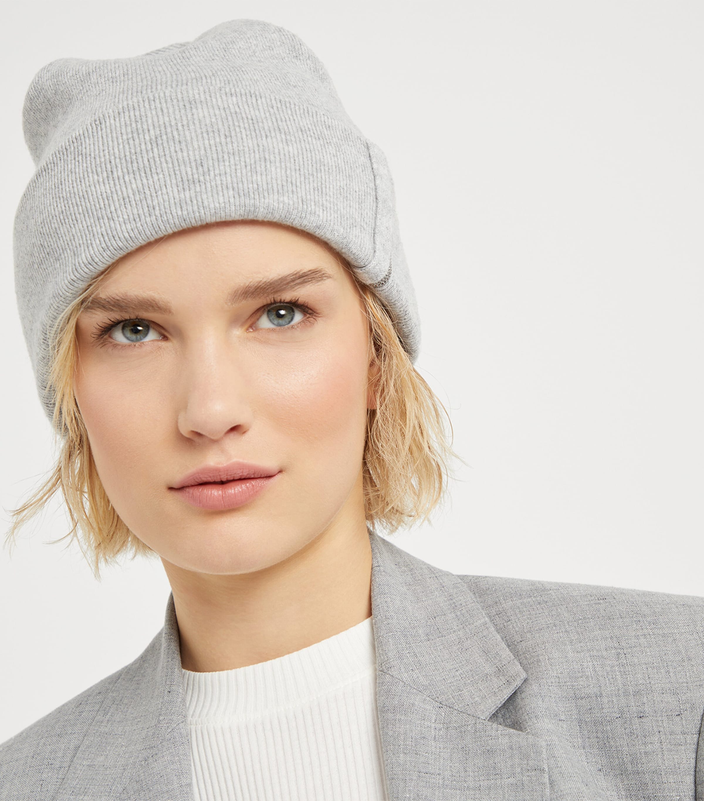 Cashmere Rib-Knit Beanie C072 Image 2